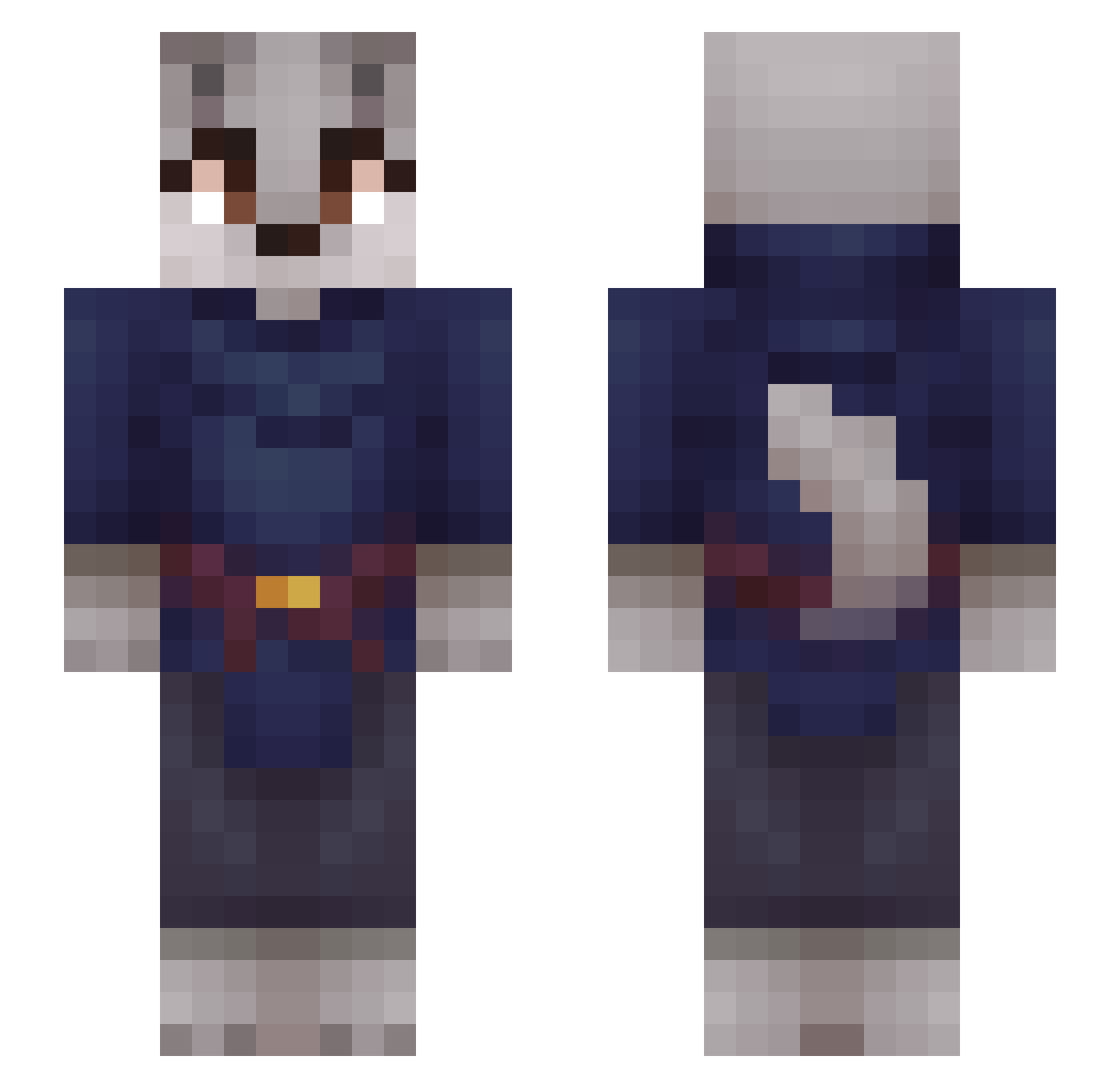 wandeman Minecraft skin, front and back view