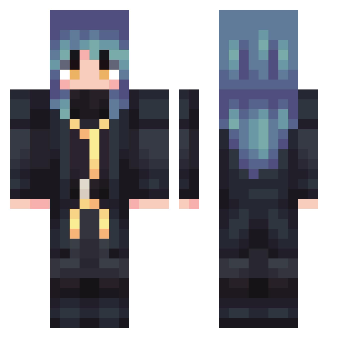 Nikky_0 Minecraft skin, front and back view
