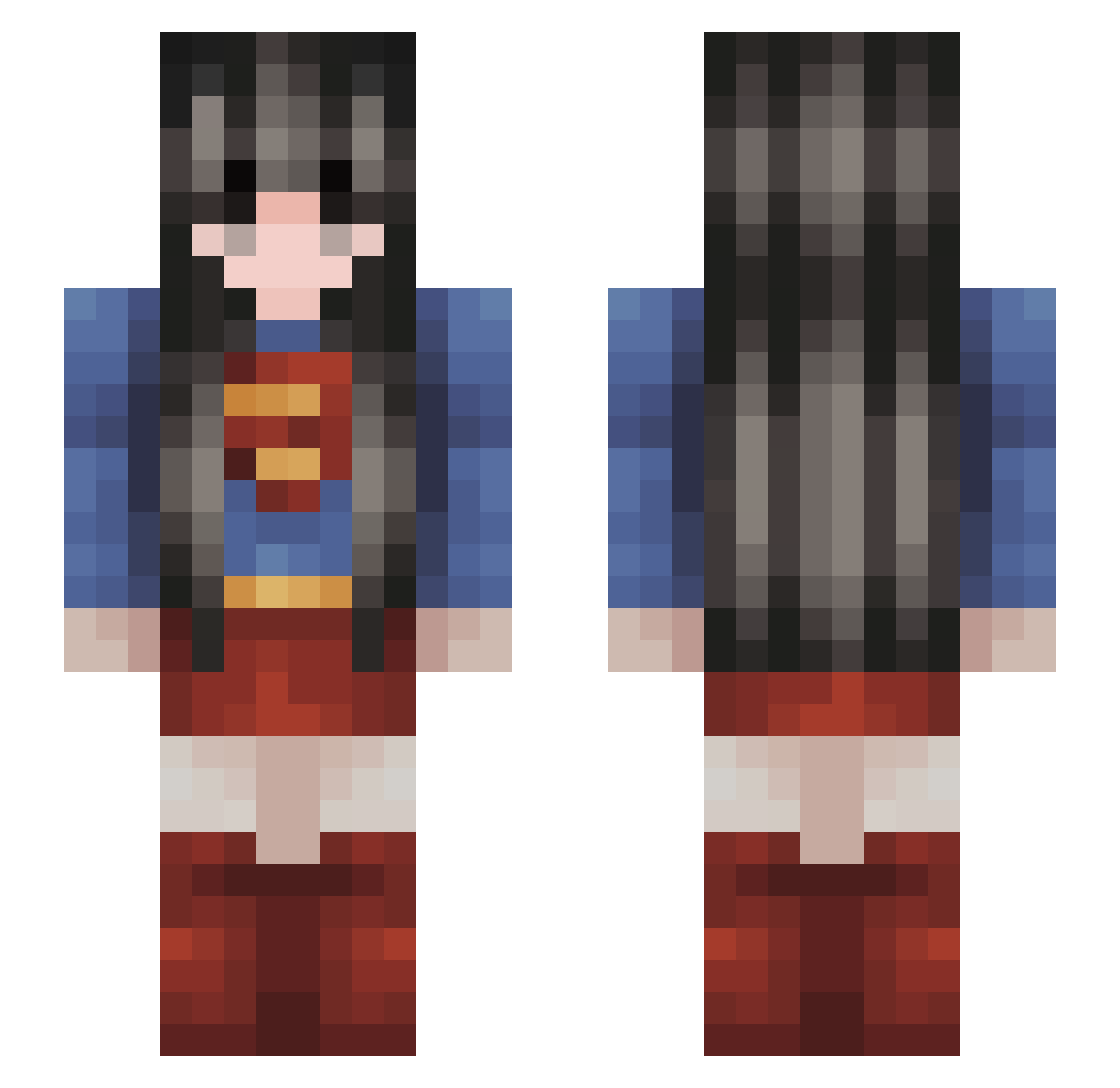 miafrfr Minecraft skin, front and back view