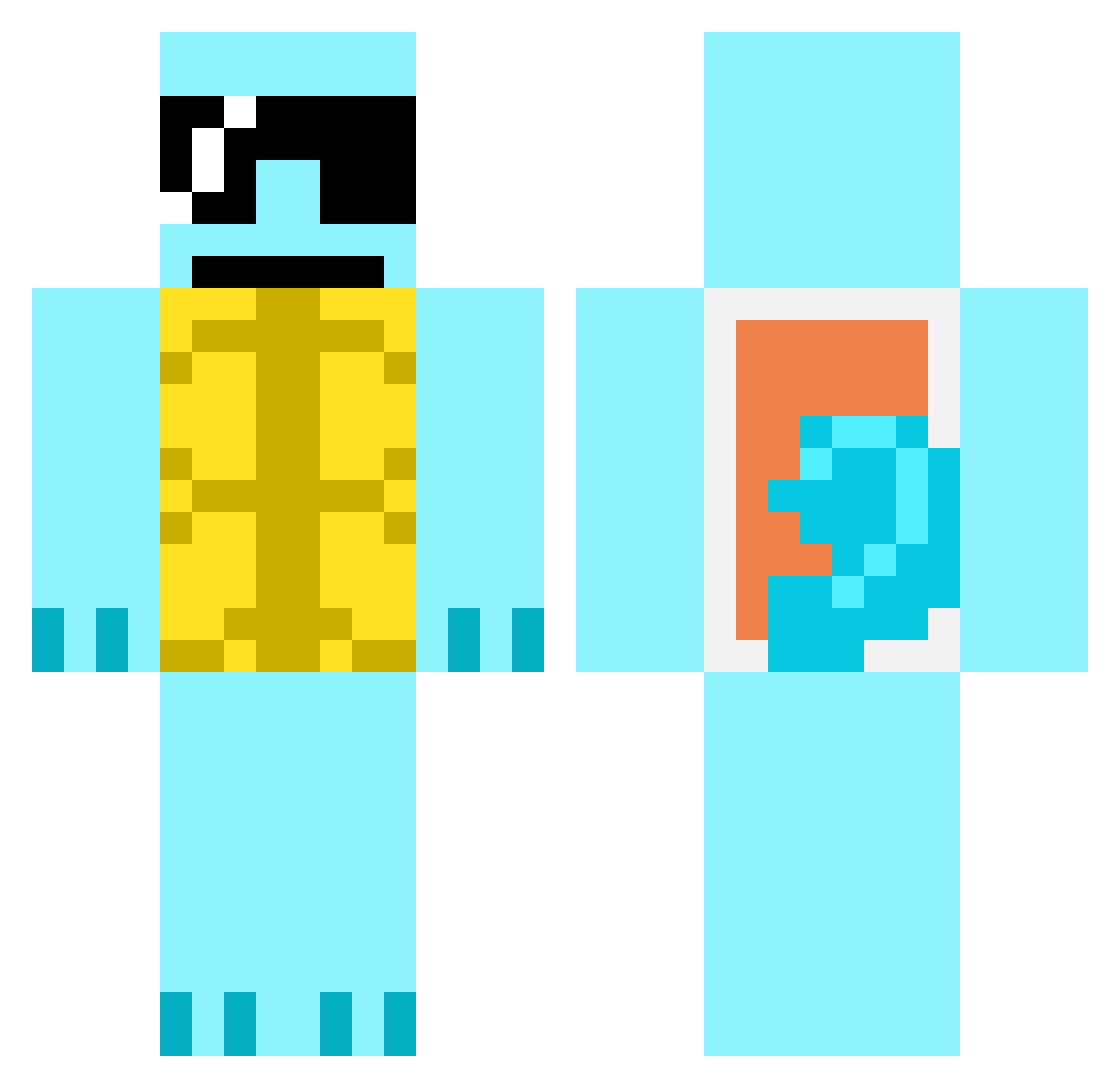 Macioq Minecraft skin, front and back view