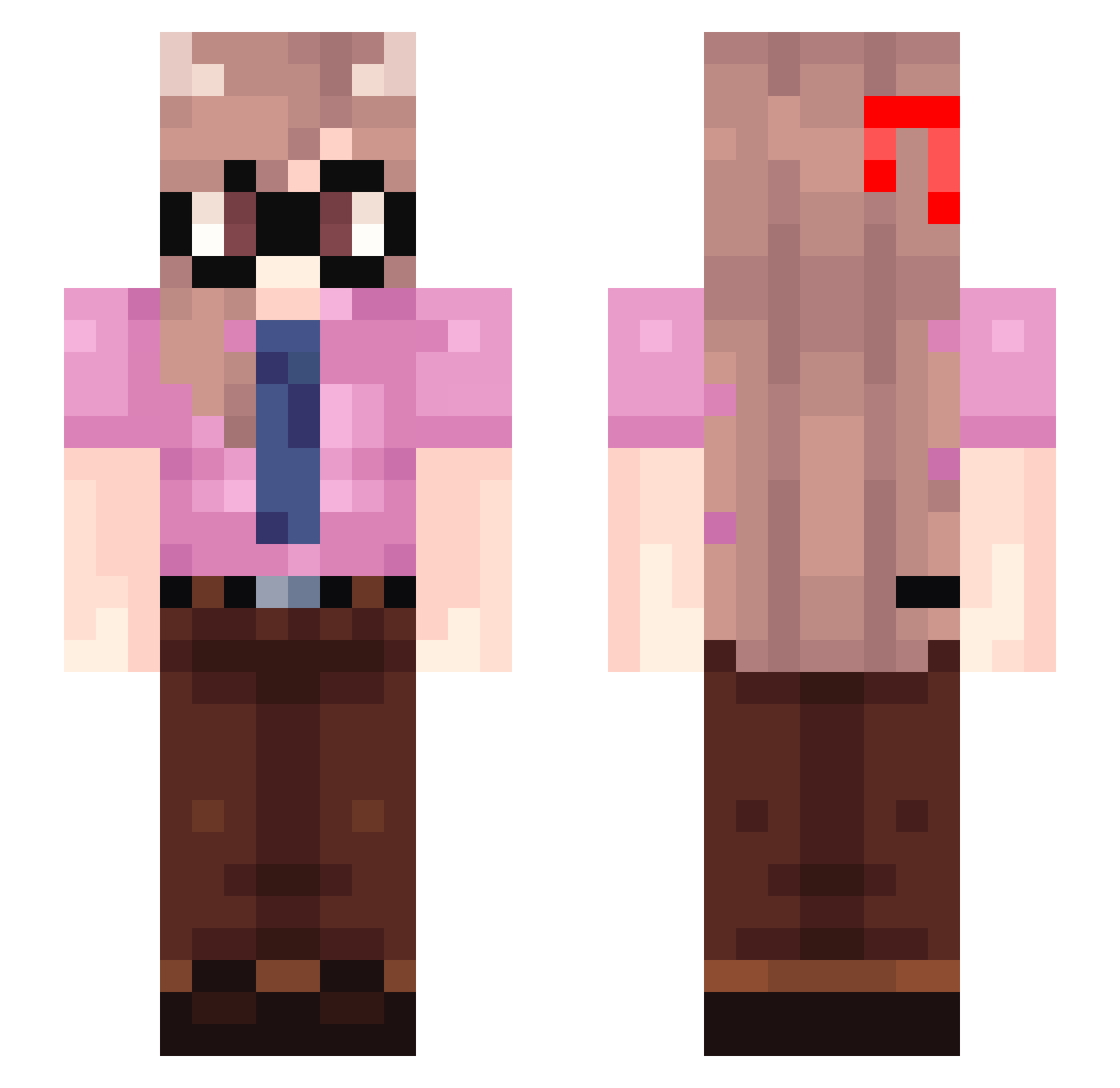 saucewron Minecraft skin, front and back view