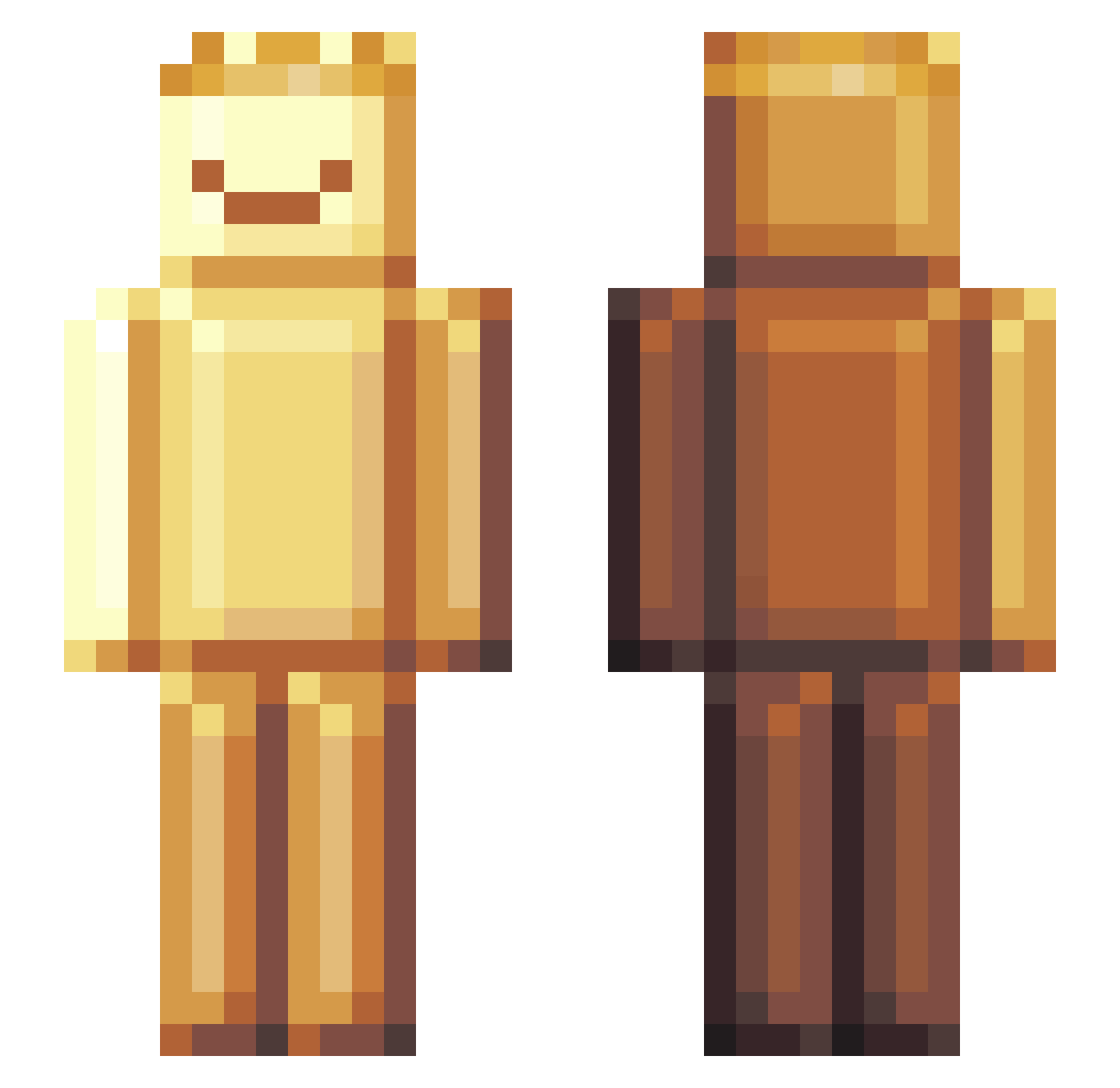 pwrfl Minecraft skin, front and back view