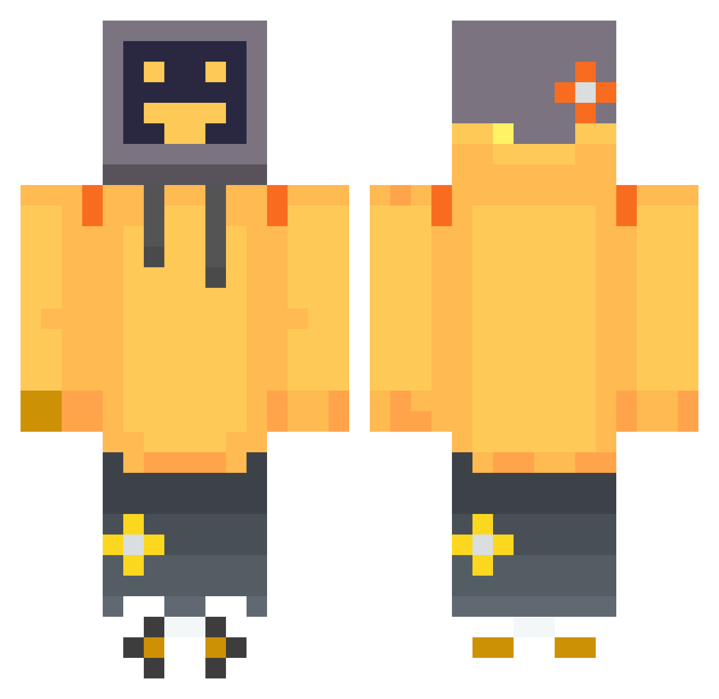 SwimmingIronfool Minecraft skin, front and back view