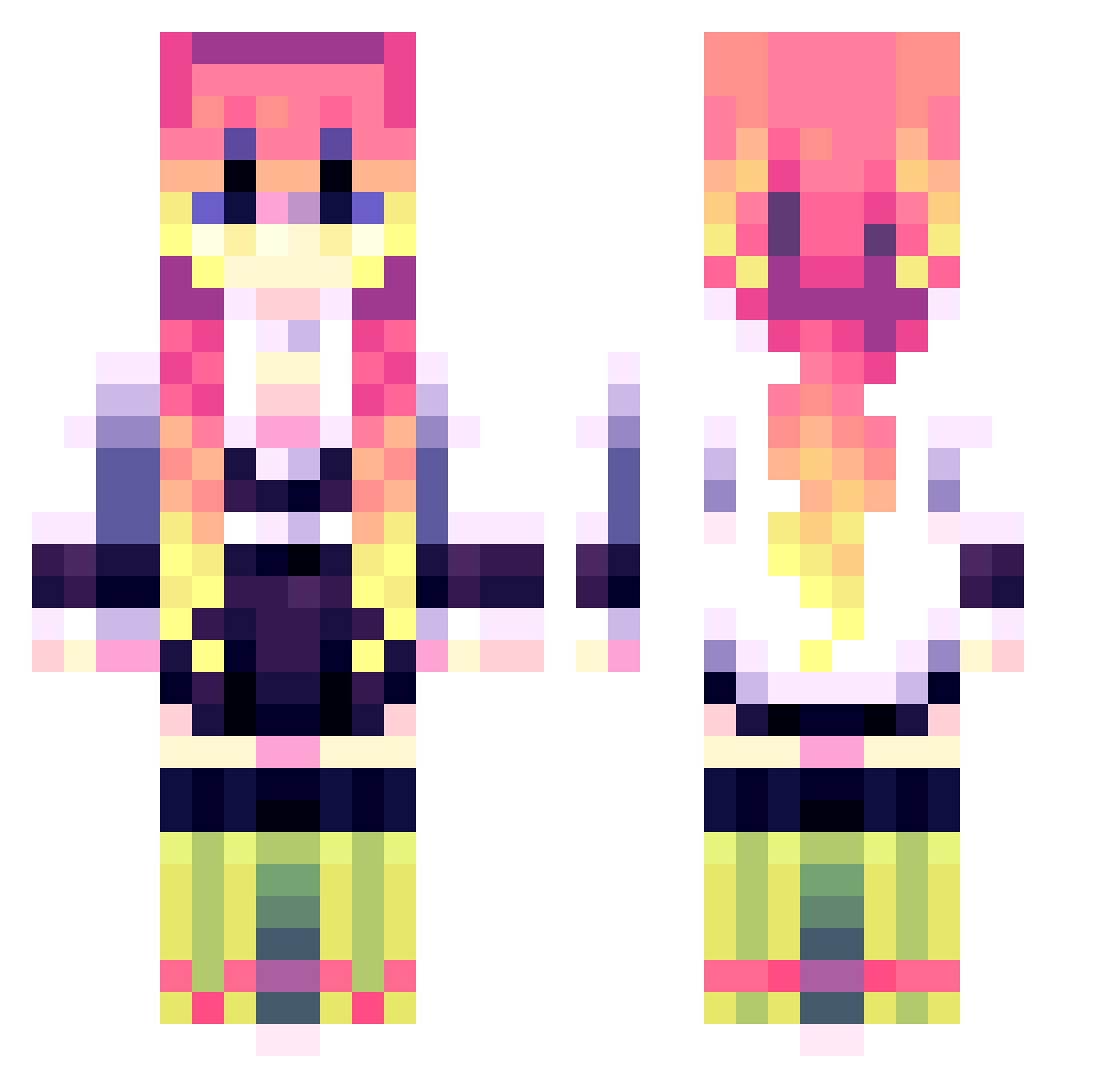 wSwanx Minecraft skin, front and back view