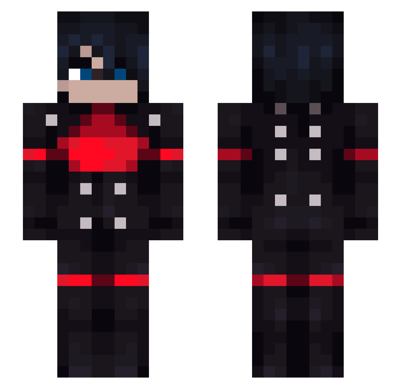 NineOfGaming Minecraft skin, front and back view