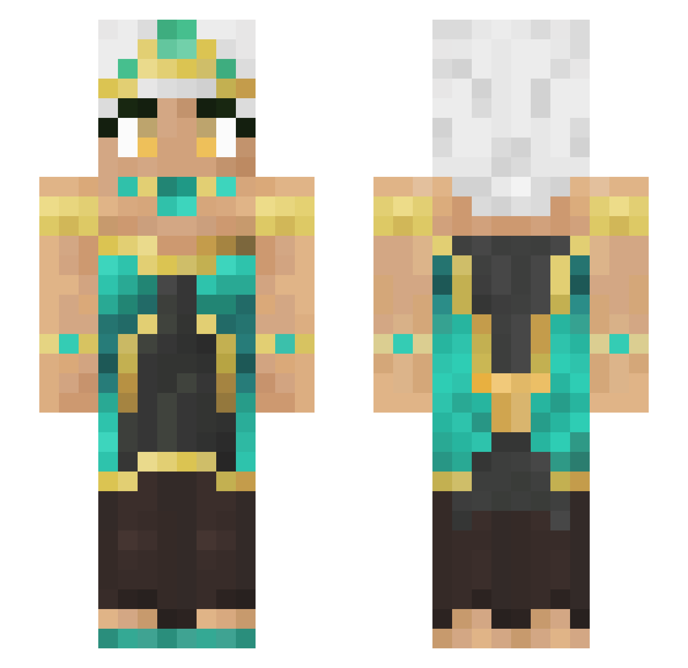 Philinski Minecraft skin, front and back view