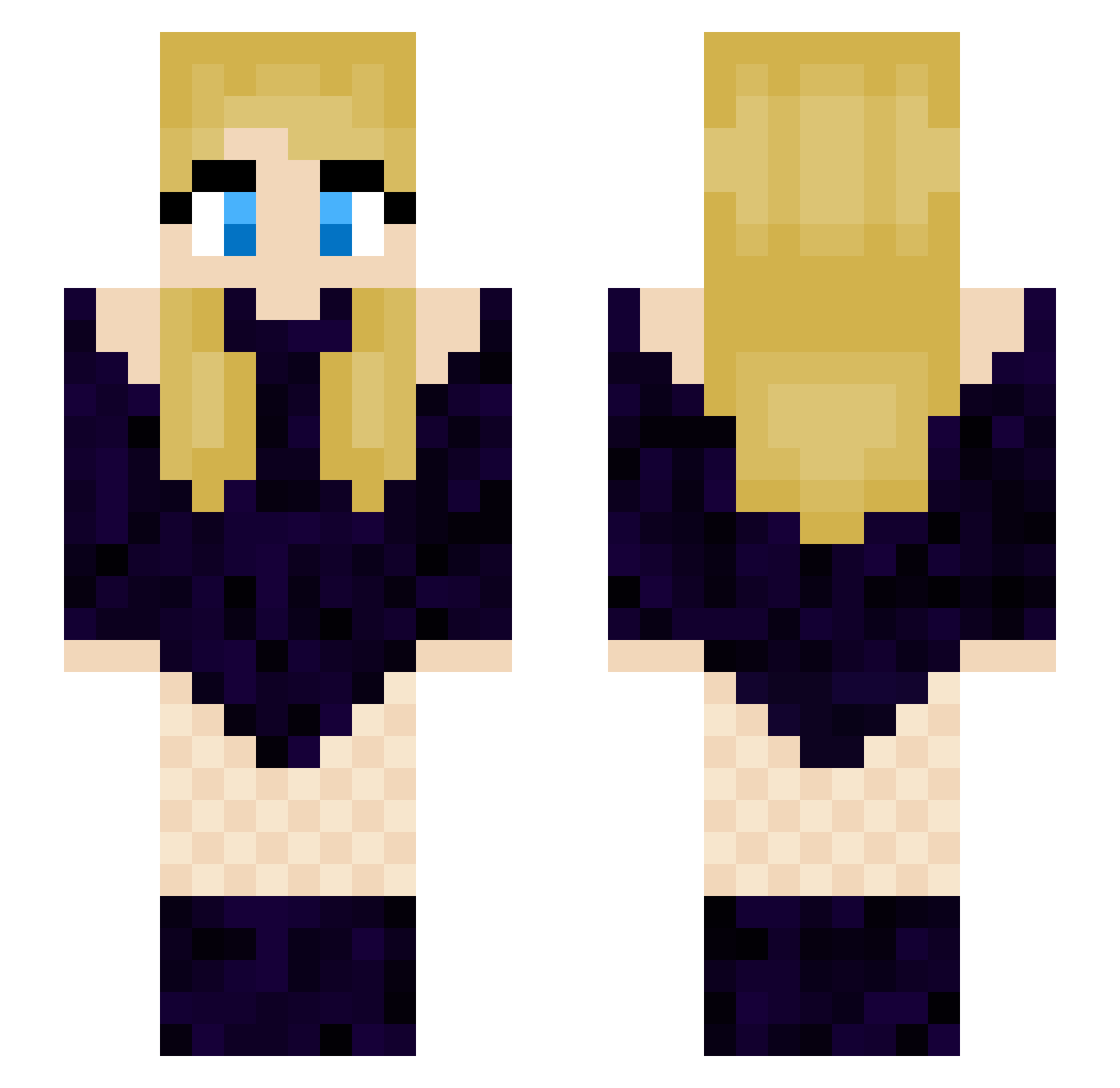 Lethyx Minecraft skin, front and back view