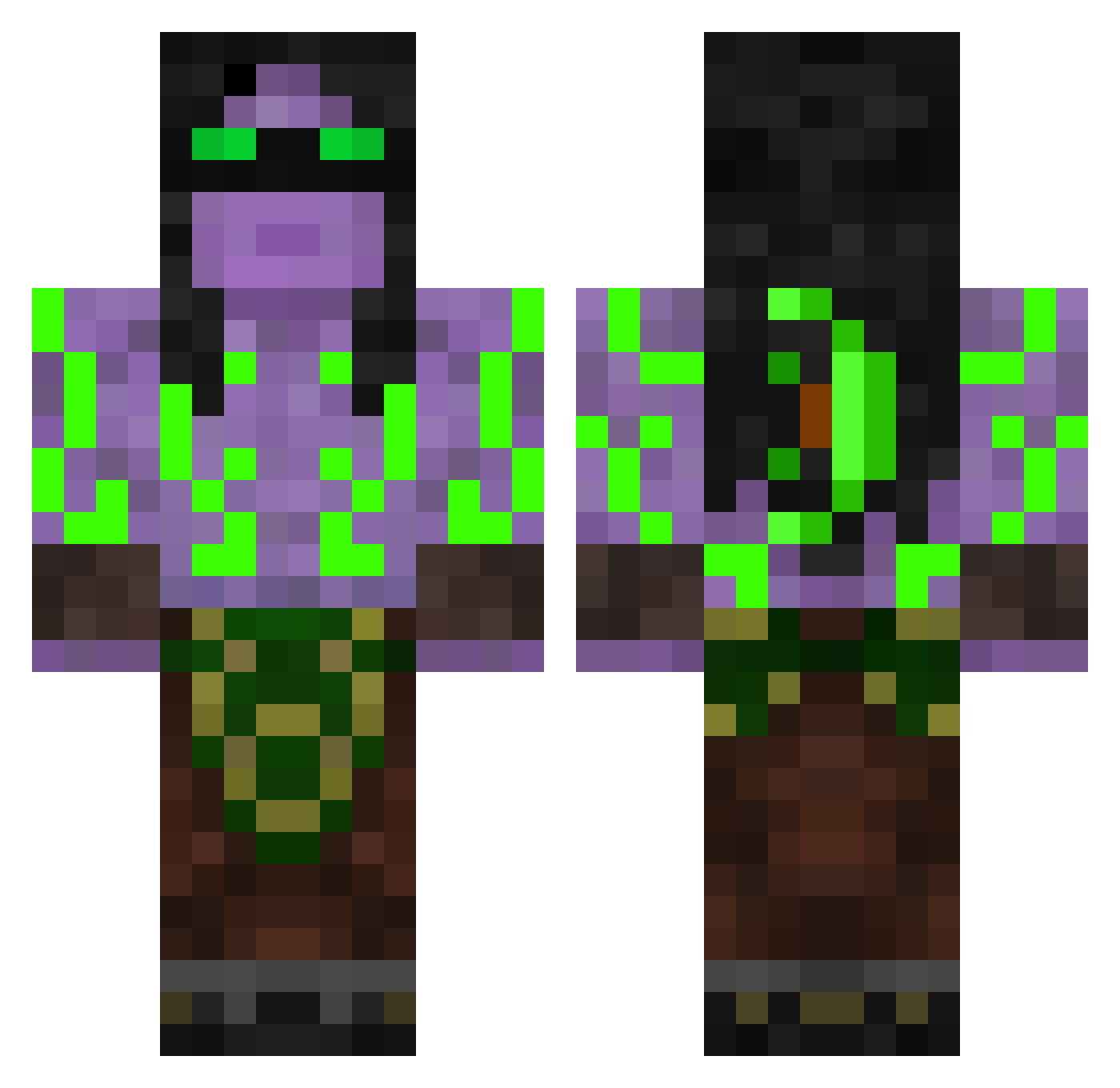Wagon Minecraft skin, front and back view