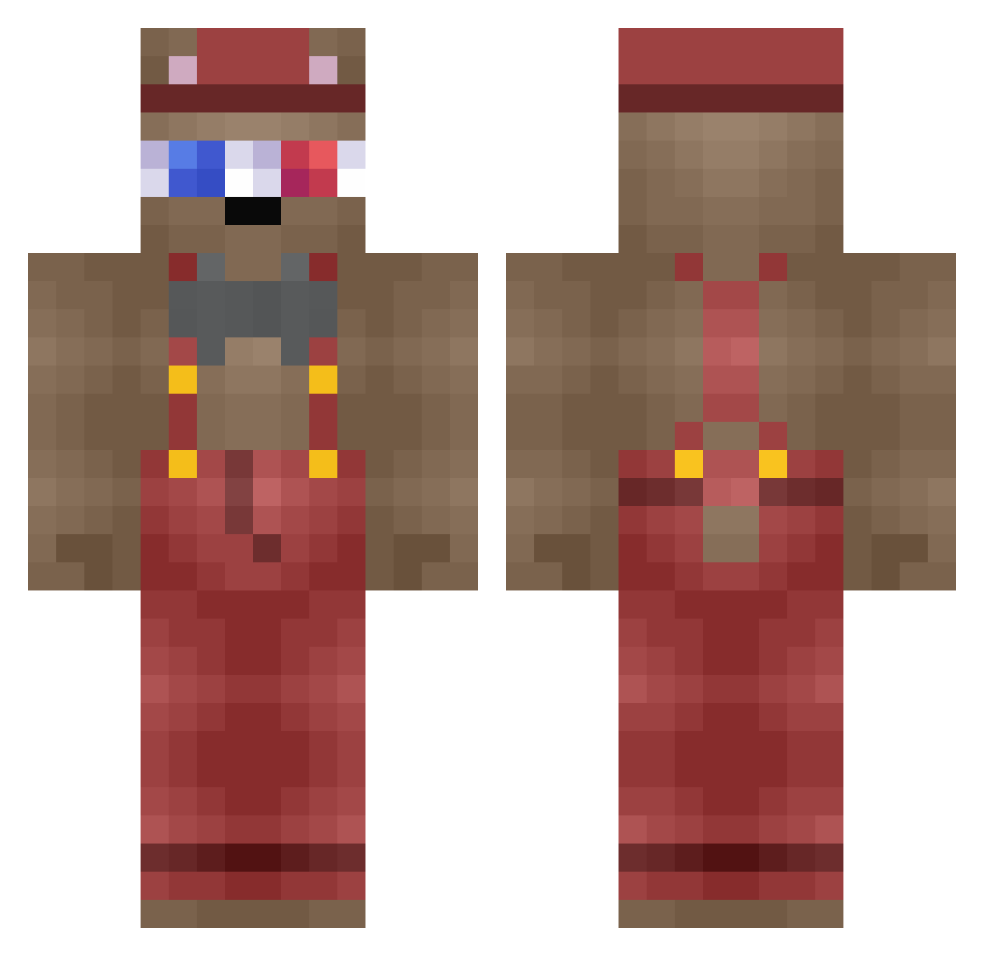 Misgauge Minecraft skin, front and back view