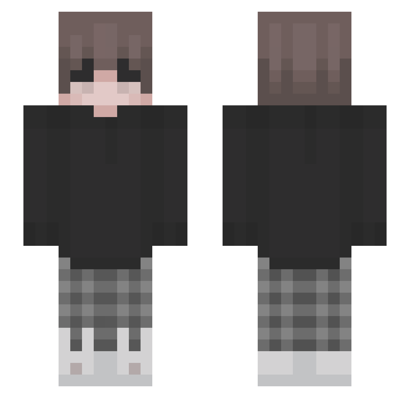 pqssw0rd Minecraft skin, front and back view