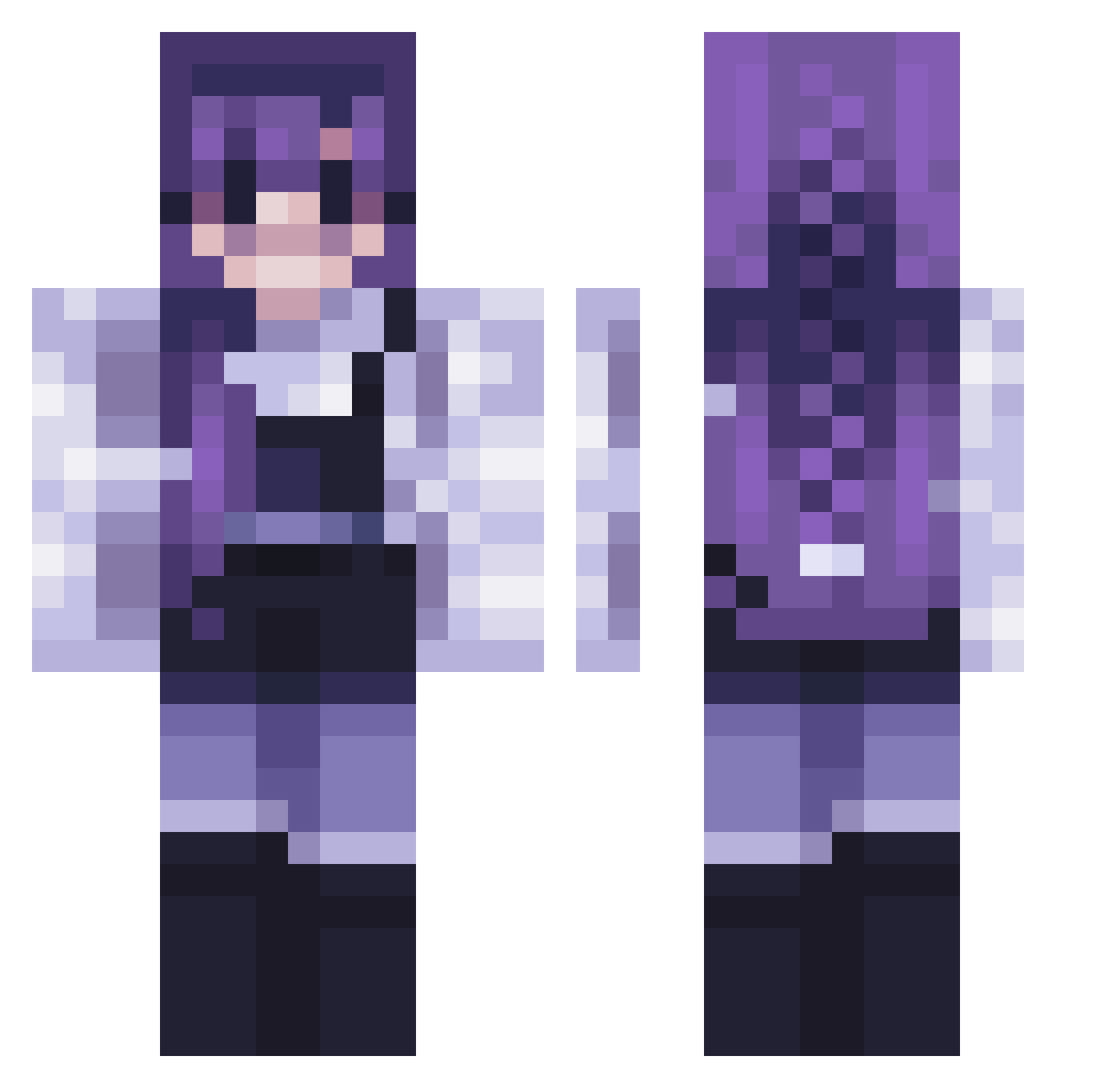 xGh0ulish Minecraft skin, front and back view