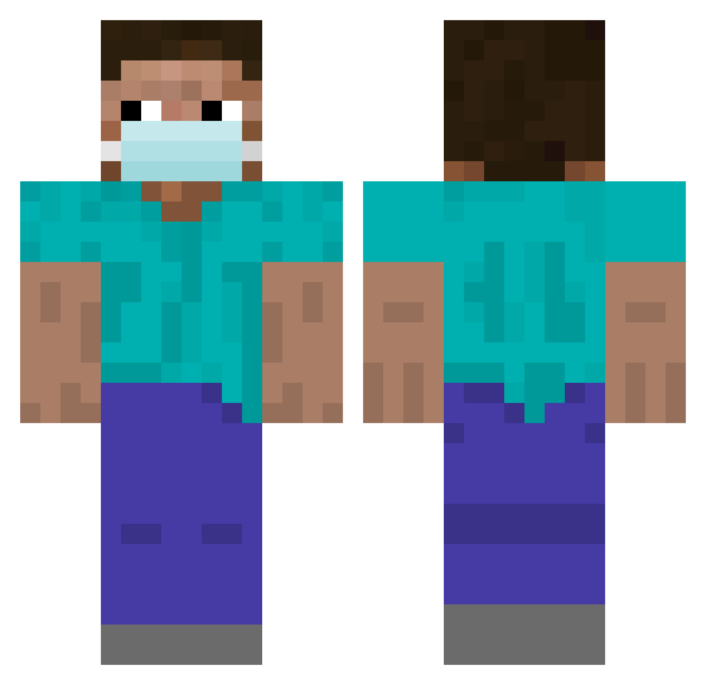 xBazzingax Minecraft skin, front and back view