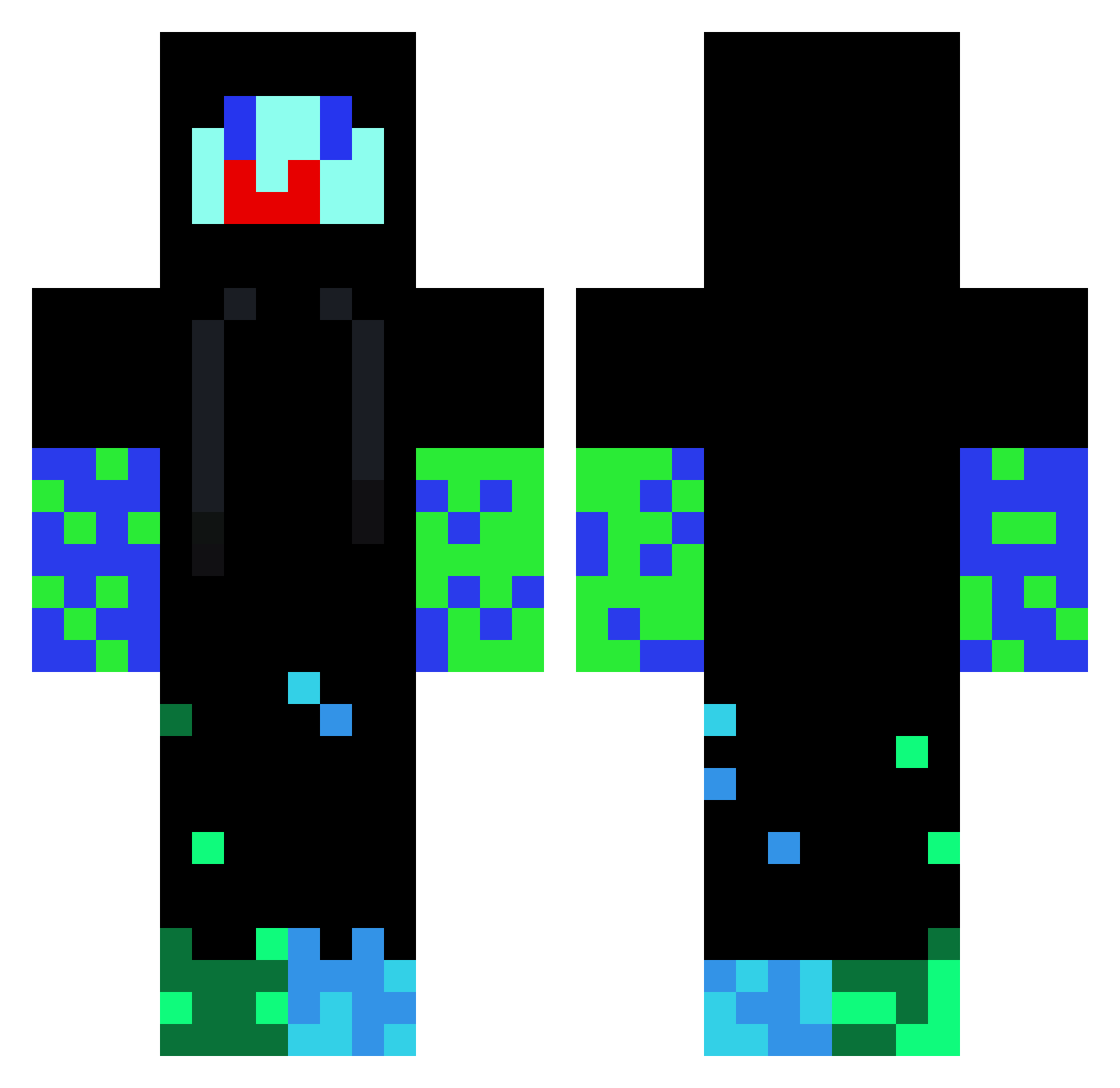 SuperPug008 Minecraft skin, front and back view