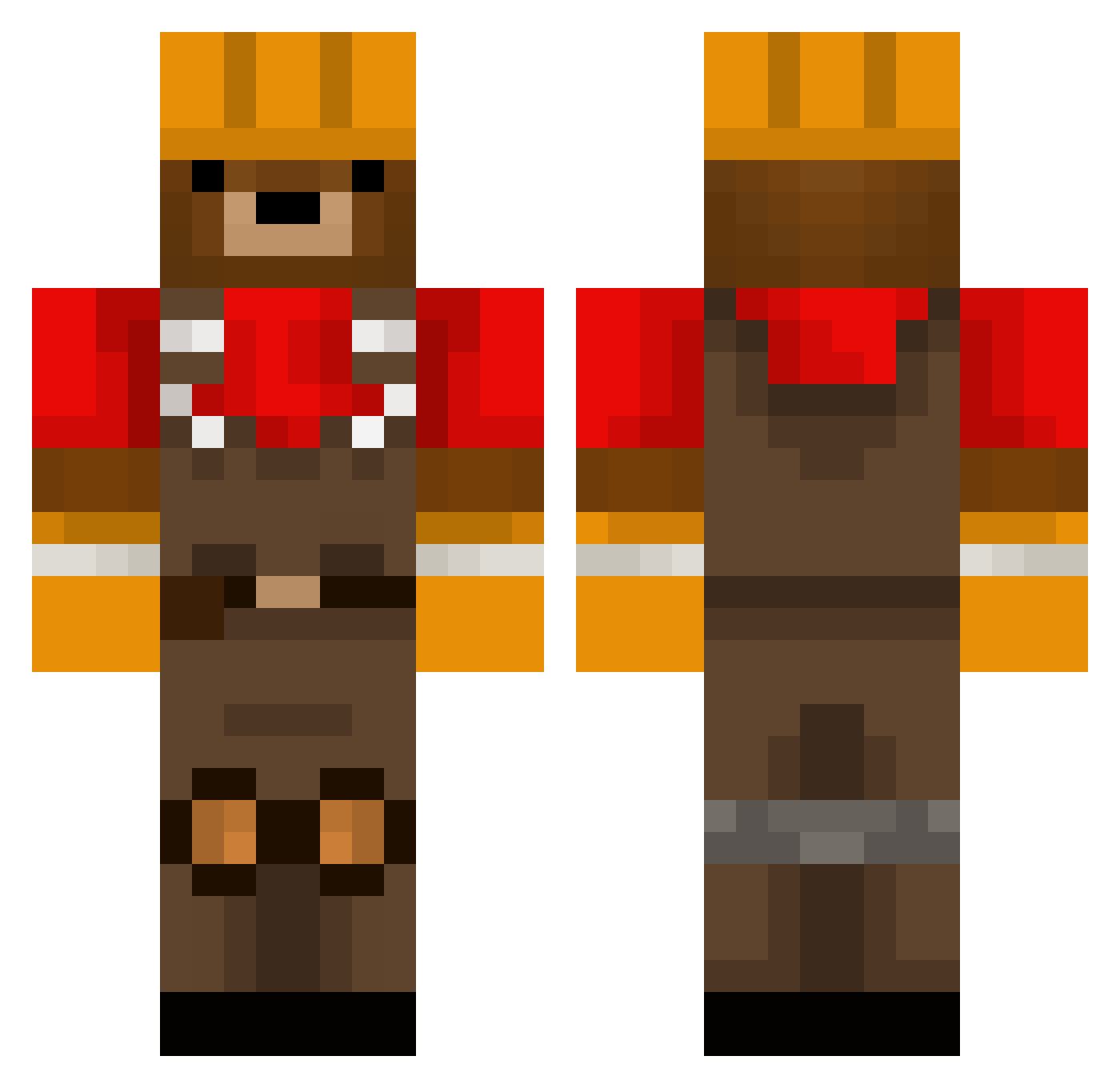 Misadventure Minecraft skin, front and back view