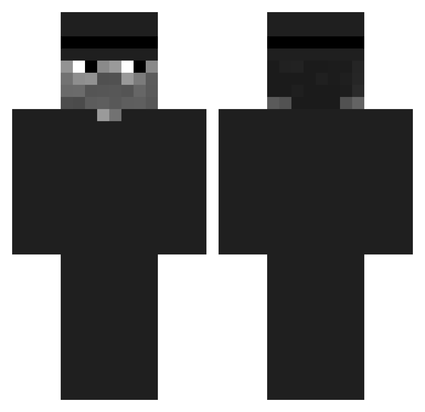 Slajq Minecraft skin, front and back view
