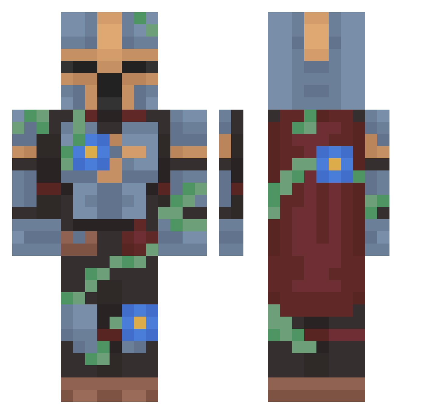 worrior7196 Minecraft skin, front and back view