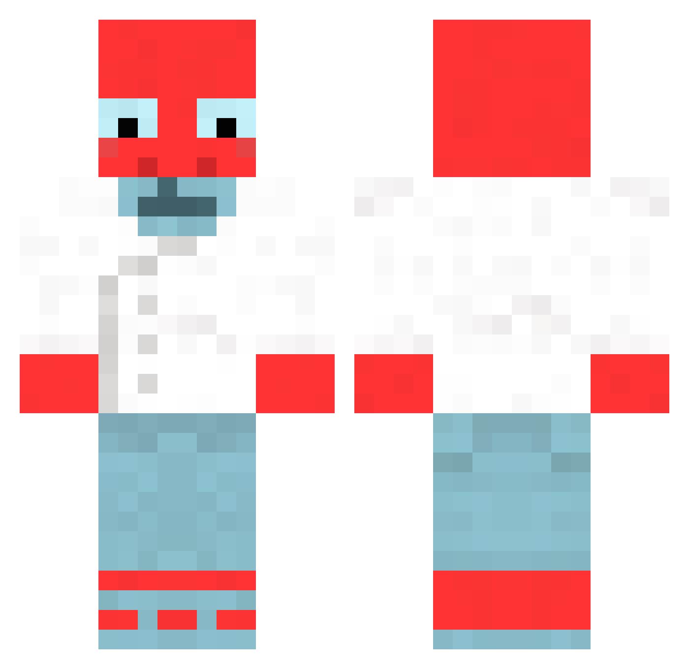 Brainless Minecraft skin, front and back view