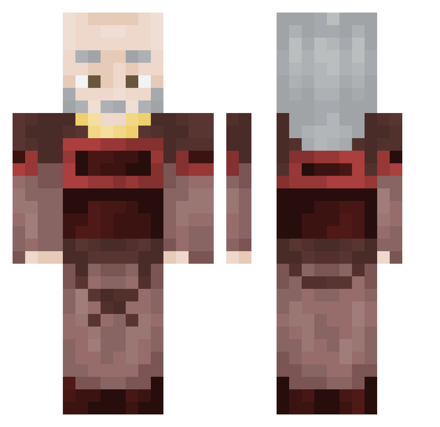 Gr4vino Minecraft skin, front and back view