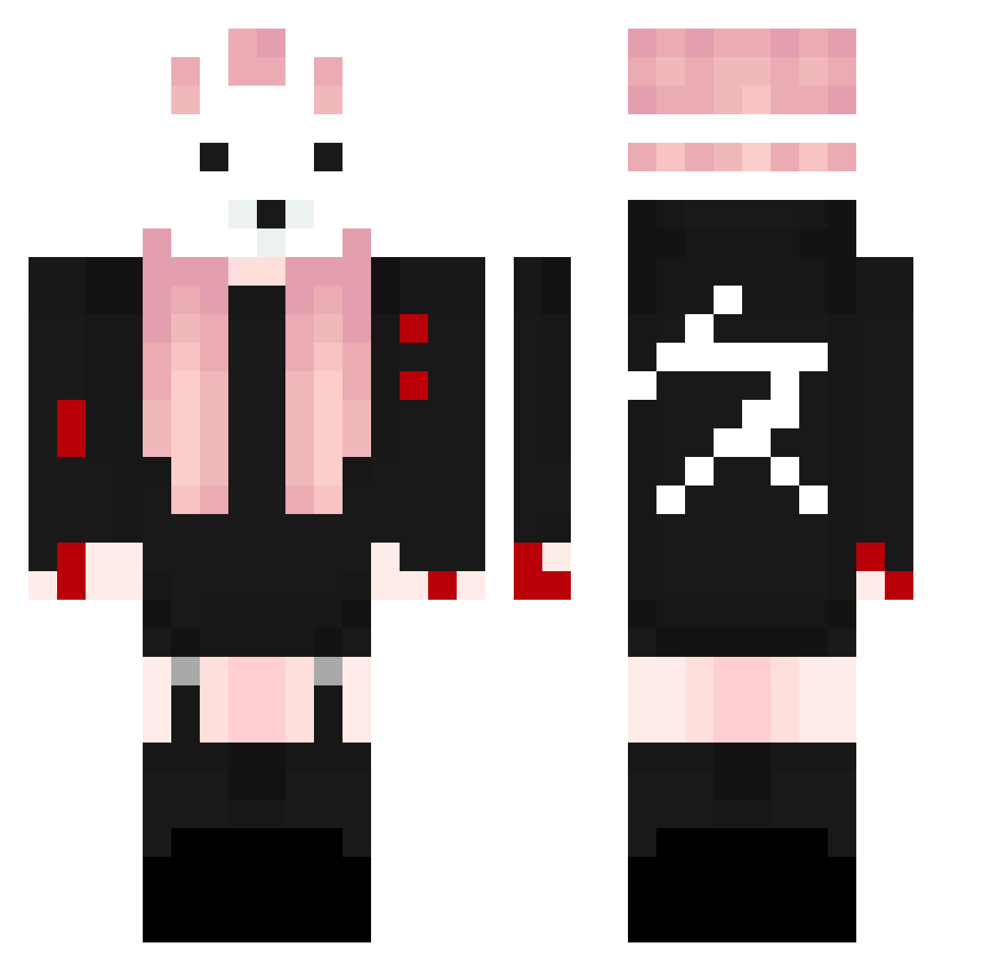 ZyxHex Minecraft skin, front and back view