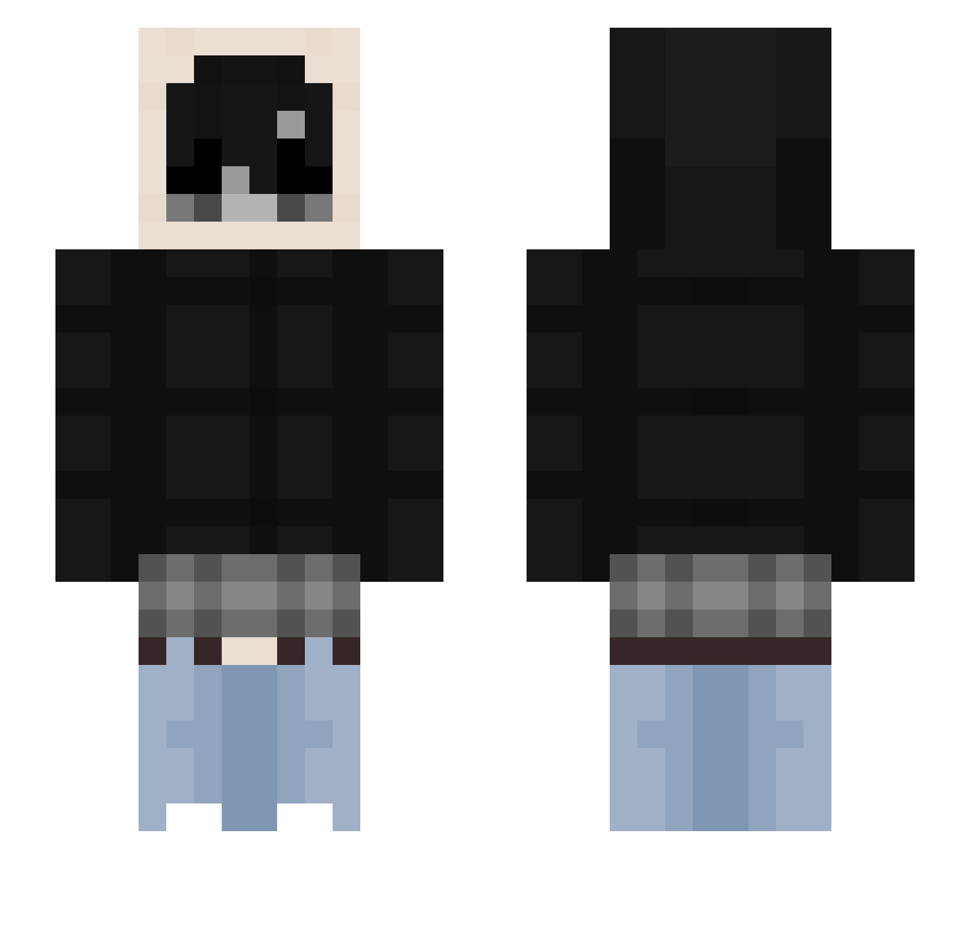 XennyXO Minecraft skin, front and back view