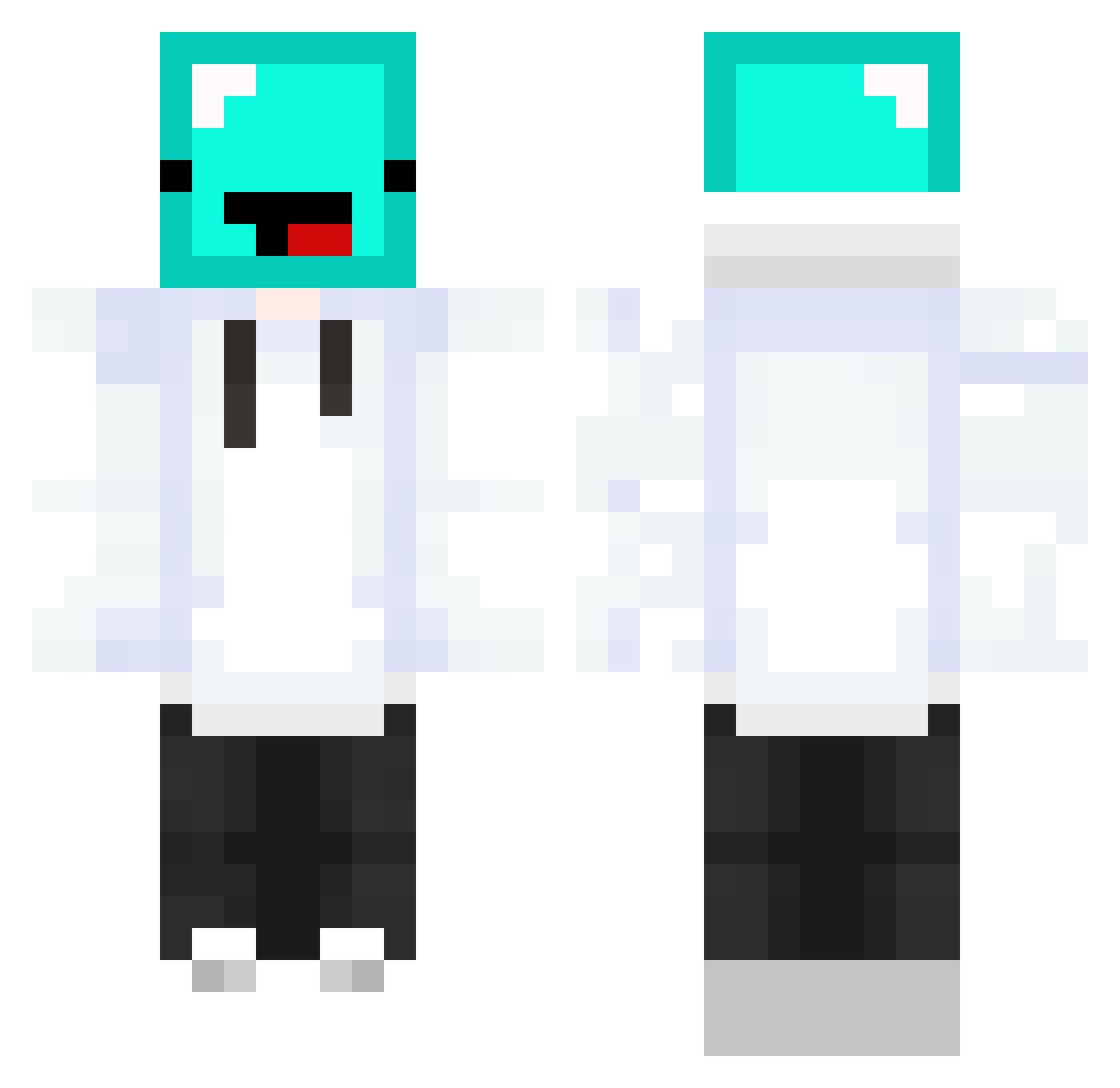 MVUD Minecraft skin, front and back view
