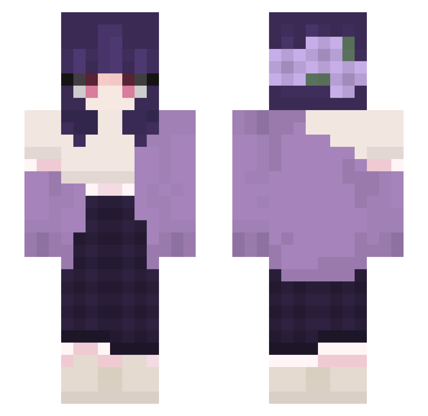 SoftQTea Minecraft skin, front and back view