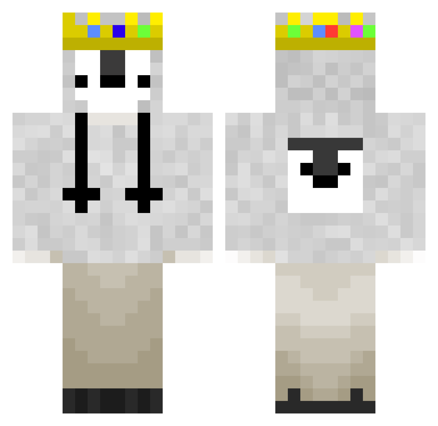 SilverVader Minecraft skin, front and back view