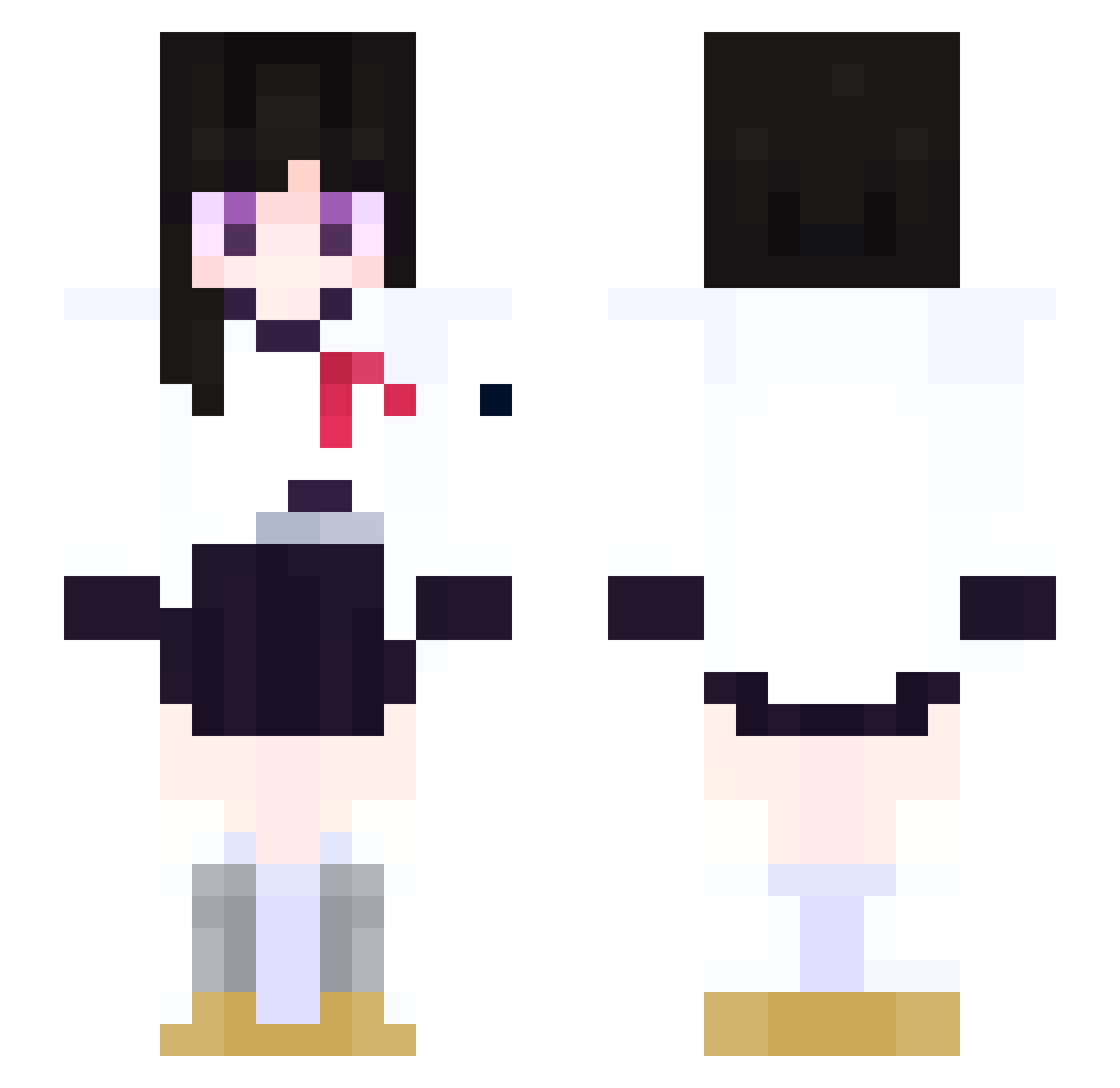 Splqshes Minecraft skin, front and back view