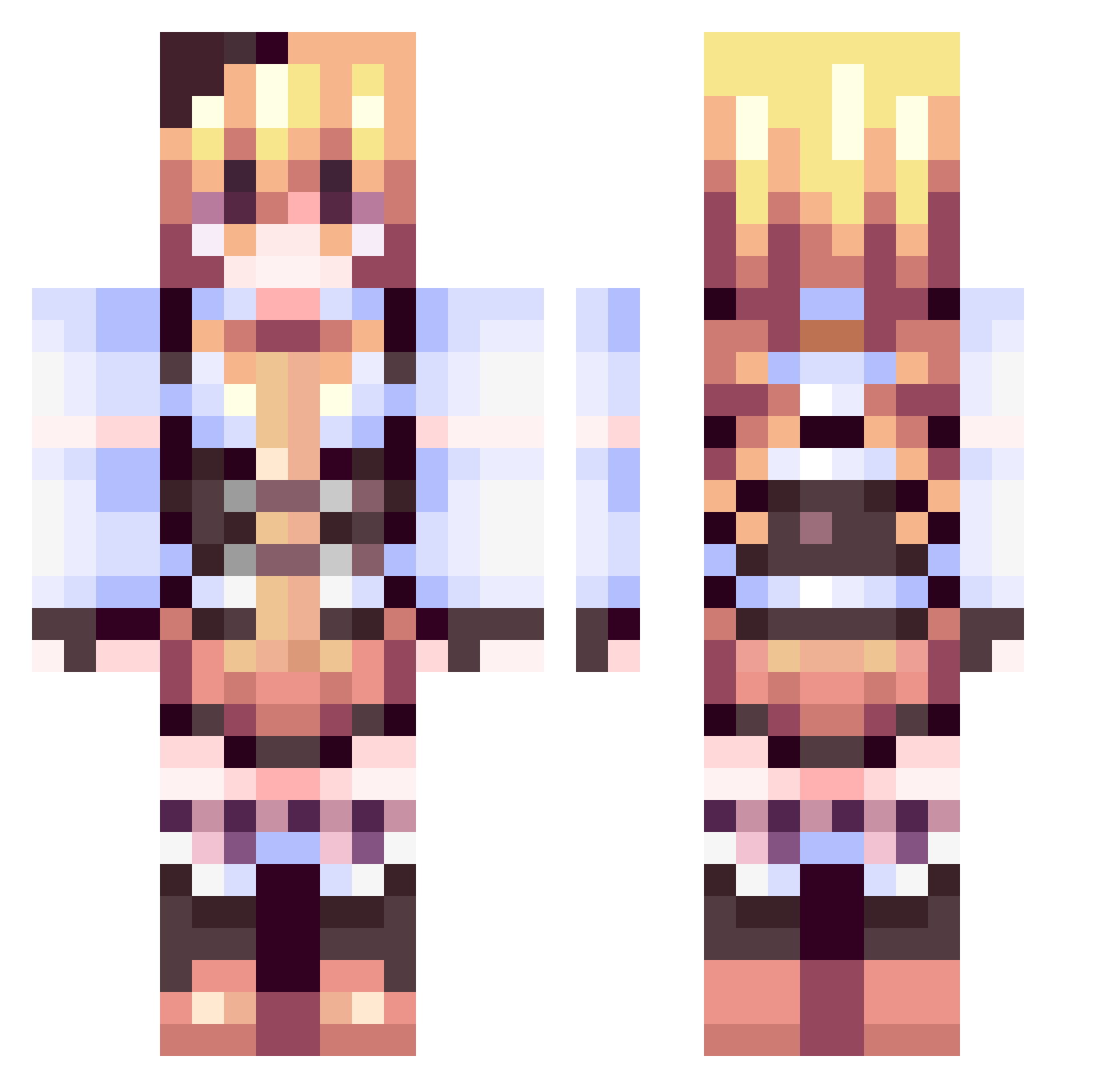 Sandwich39 Minecraft skin, front and back view