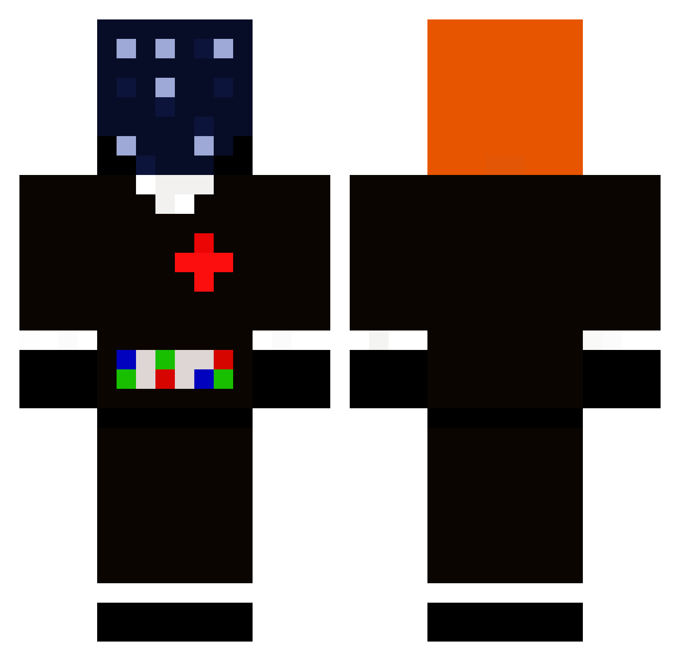 halfix13 Minecraft skin, front and back view