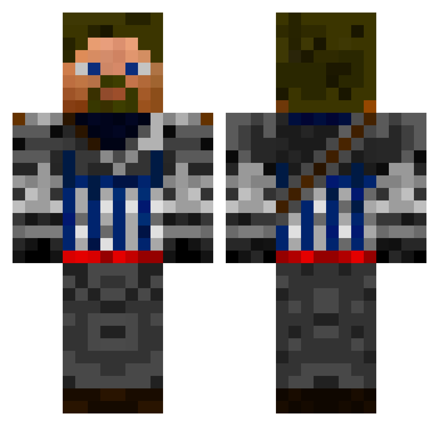 Spackling Minecraft skin, front and back view