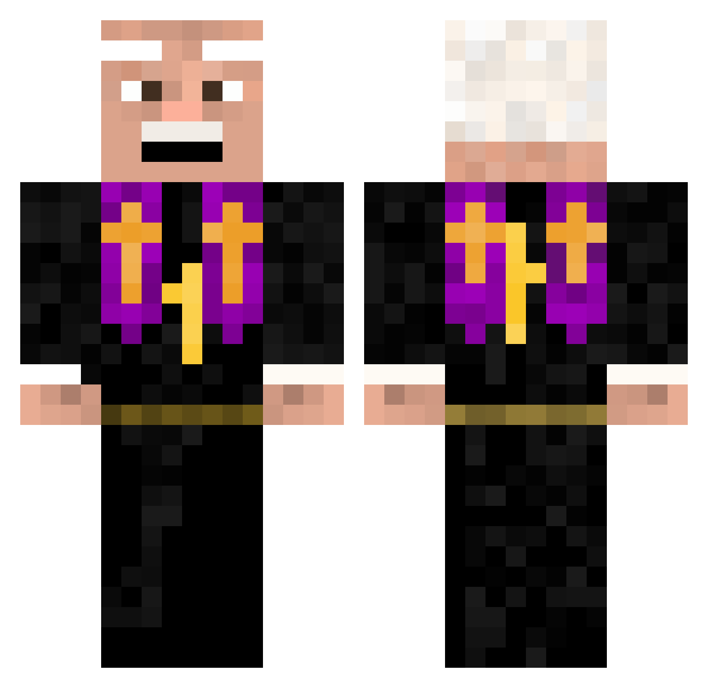eggsodas Minecraft skin, front and back view