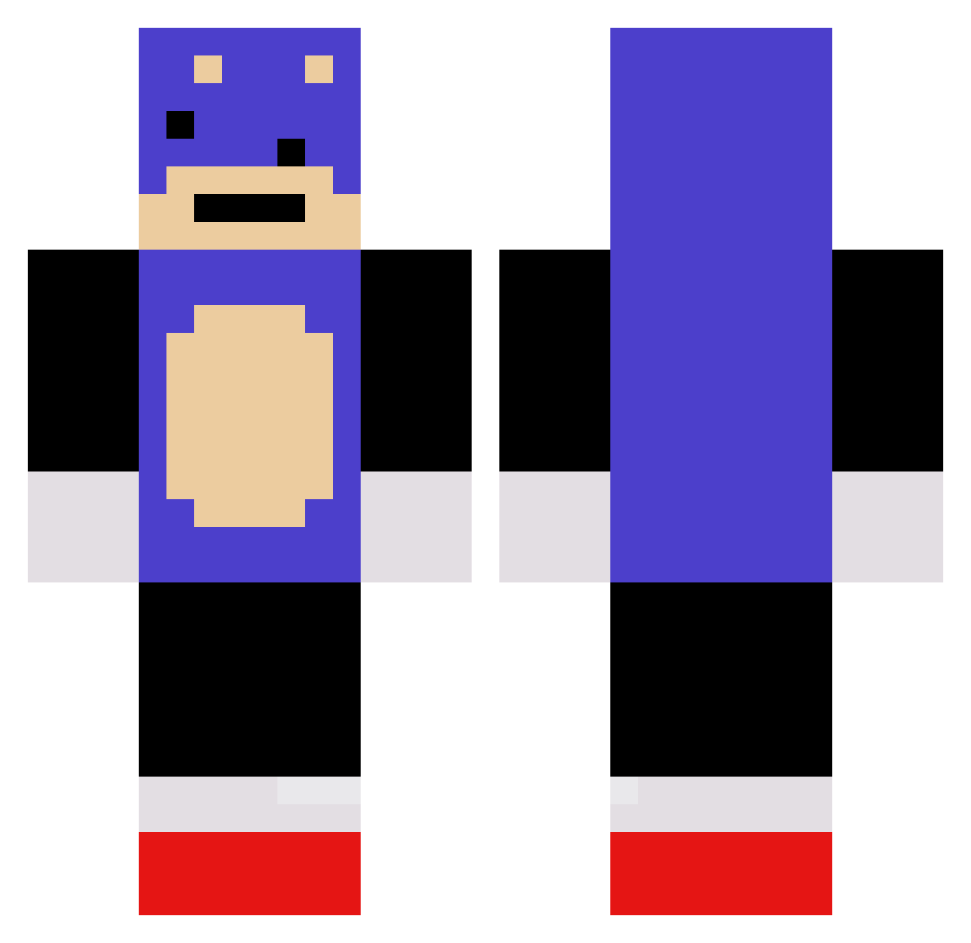 ZzeEEekK Minecraft skin, front and back view