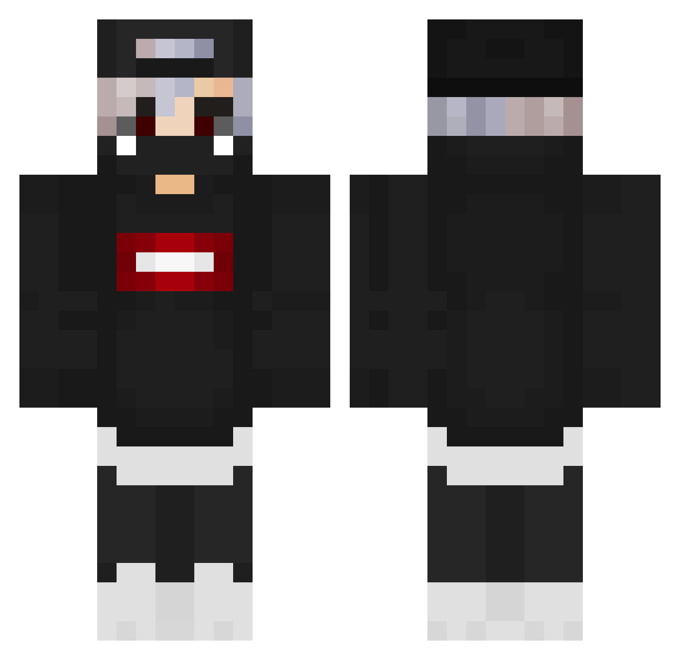 TwitterPlus Minecraft skin, front and back view