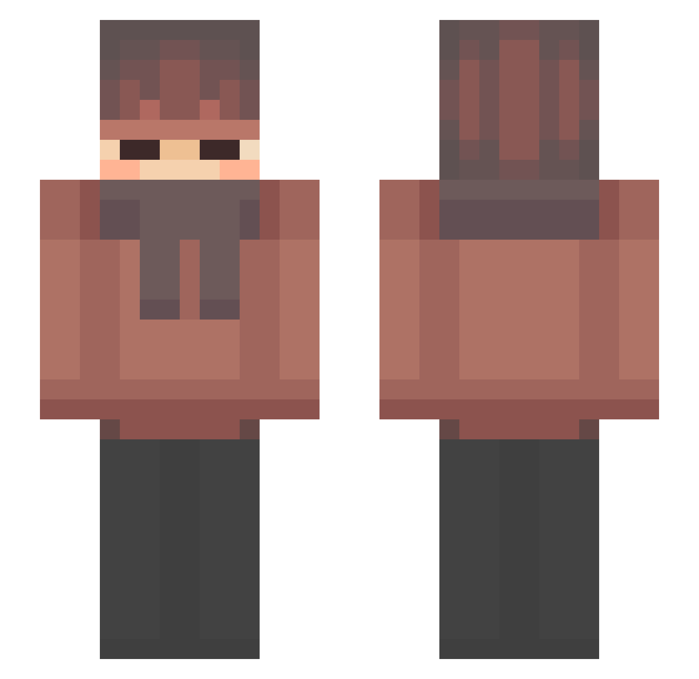 redsruby Minecraft skin, front and back view