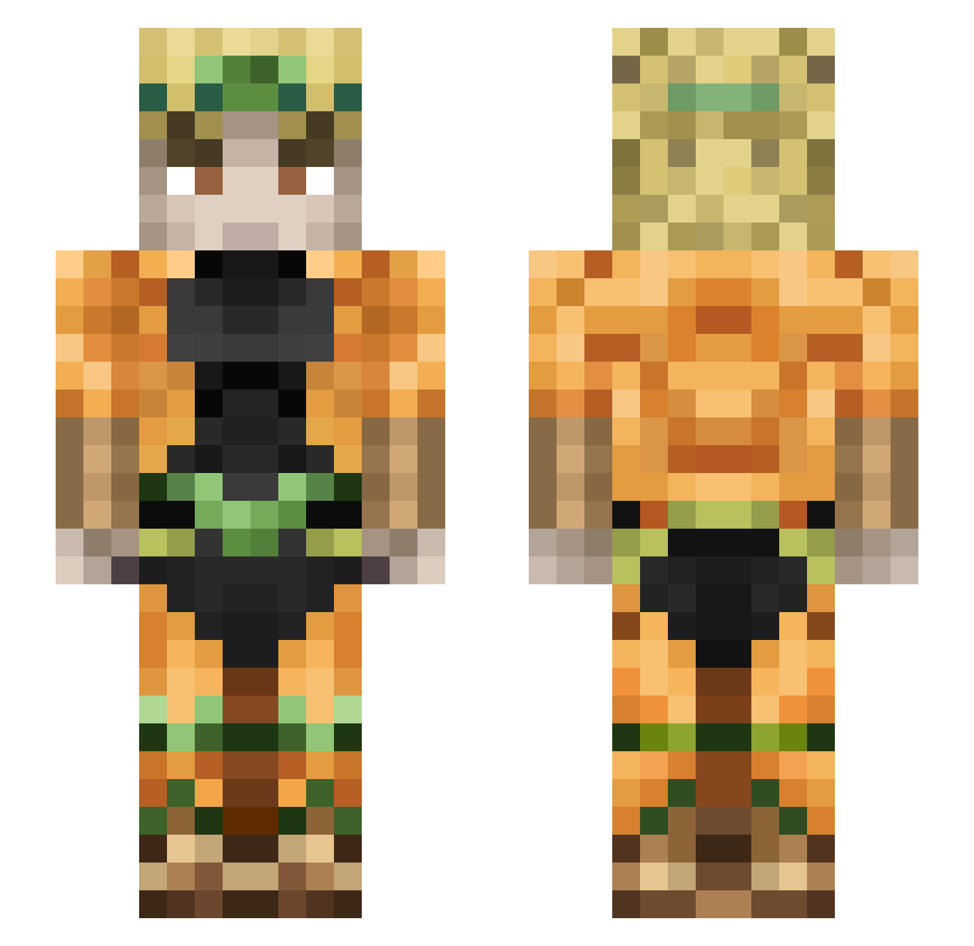Snowsu Minecraft skin, front and back view