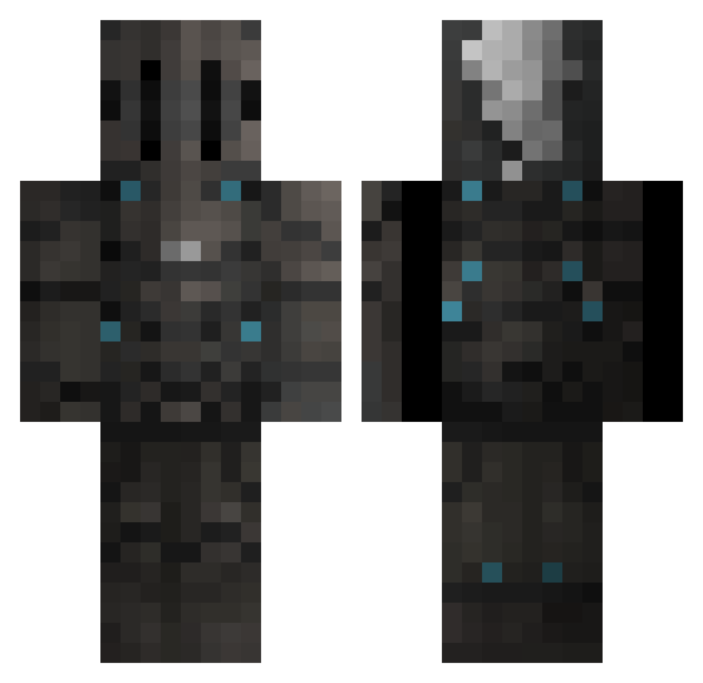 SilkyN1ne Minecraft skin, front and back view
