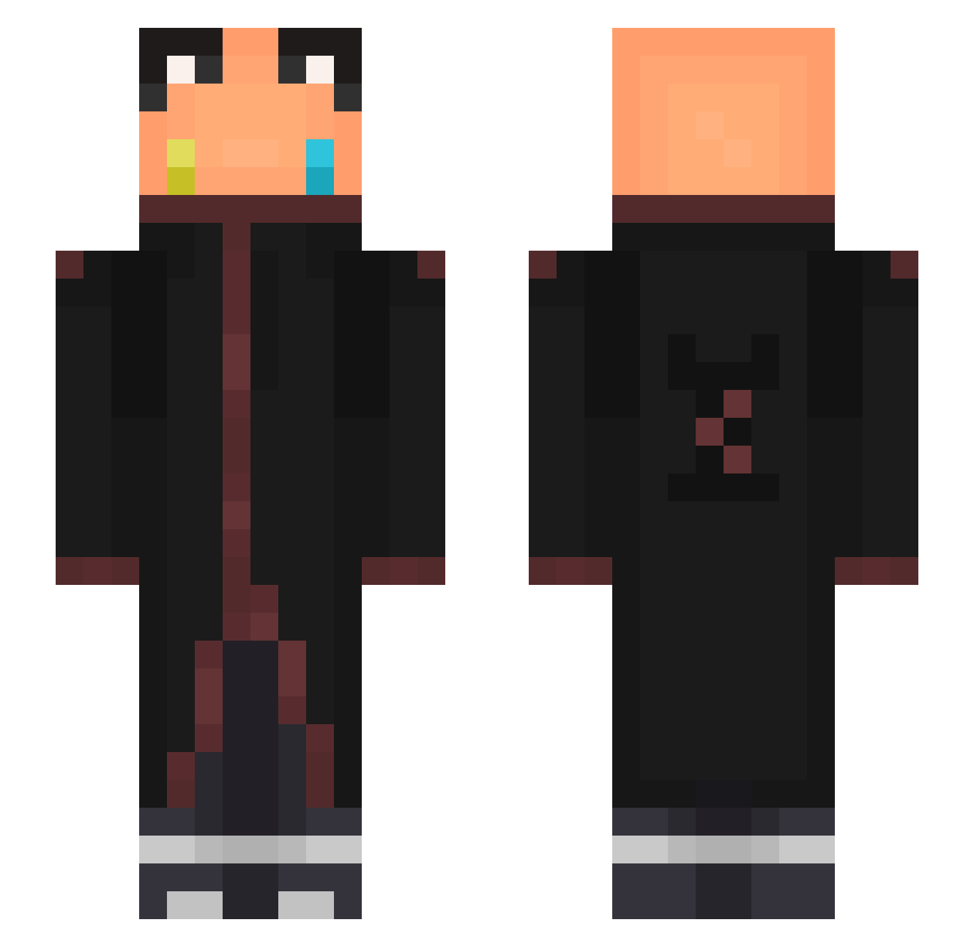 ViolinFox Minecraft skin, front and back view