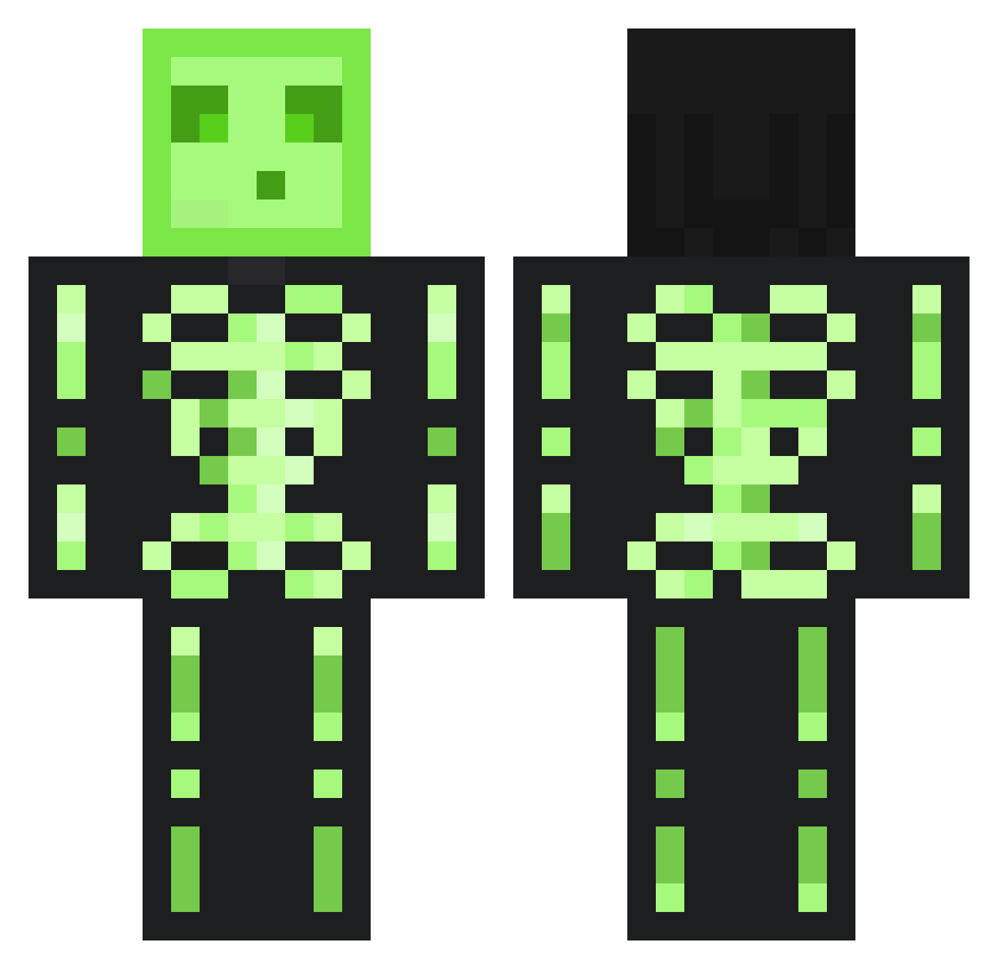 Sans_Alotl Minecraft skin, front and back view