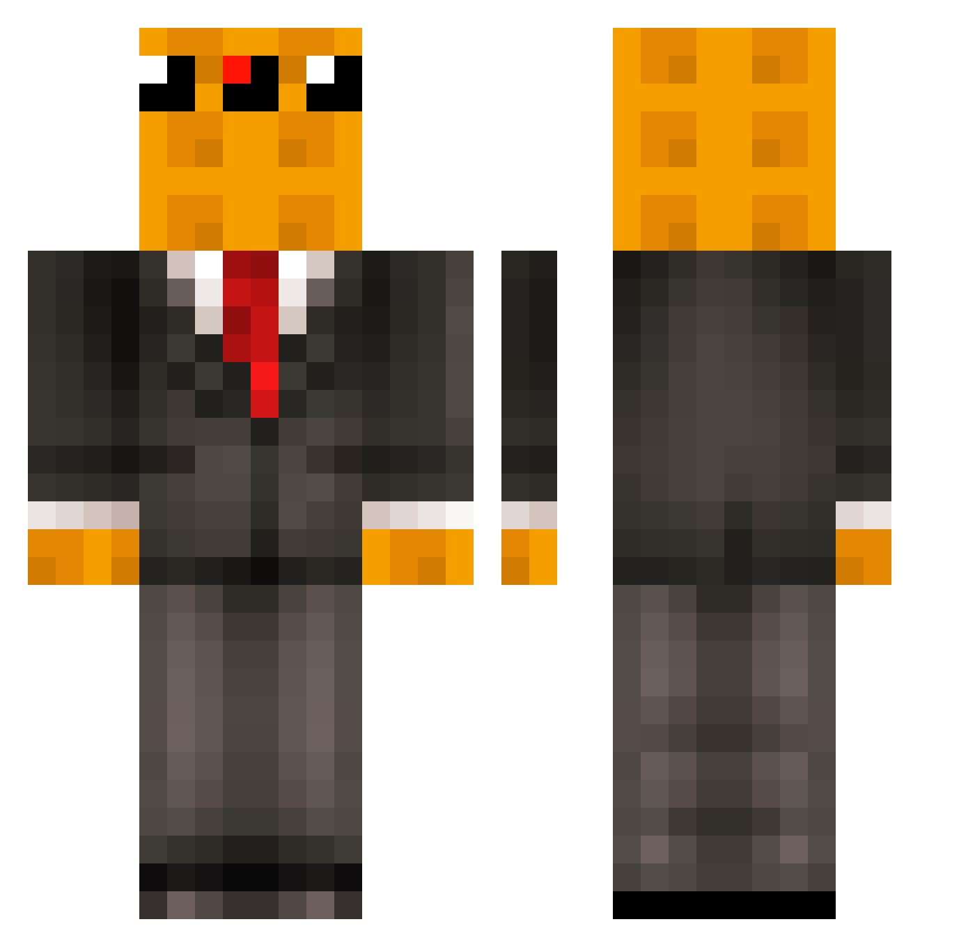 DntGoBaconMeHrt Minecraft skin, front and back view