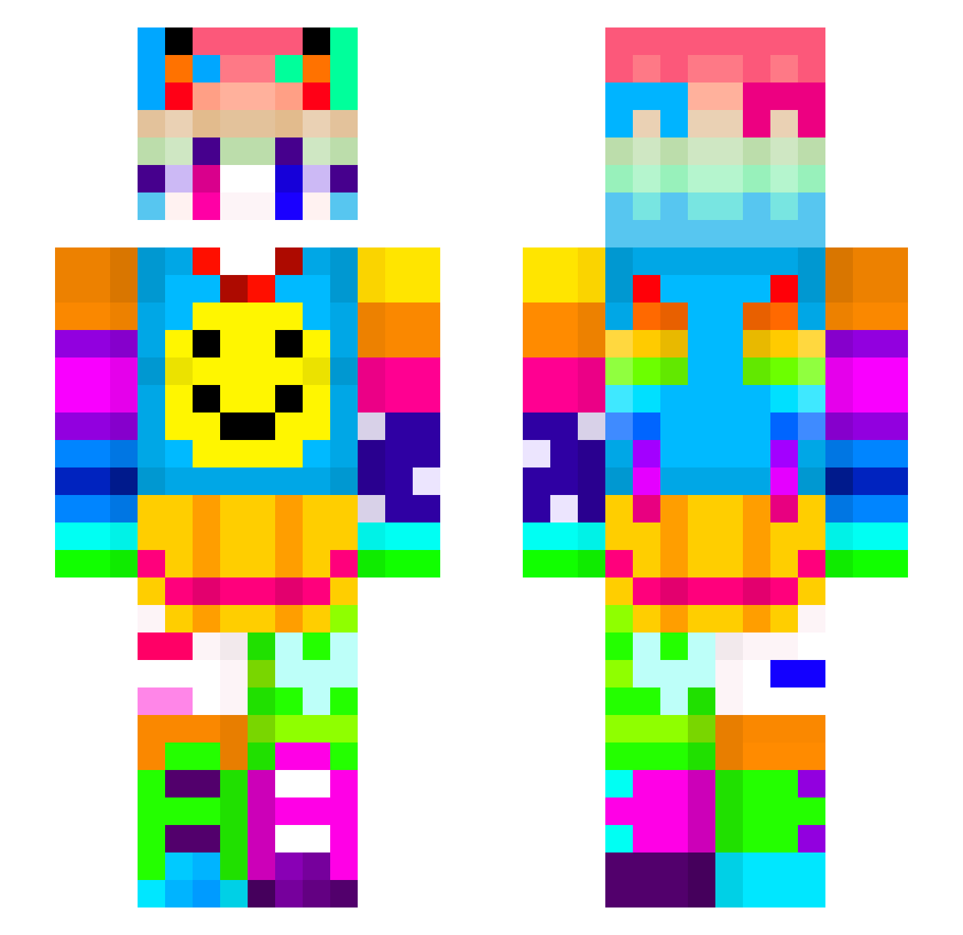 UwaDra Minecraft skin, front and back view