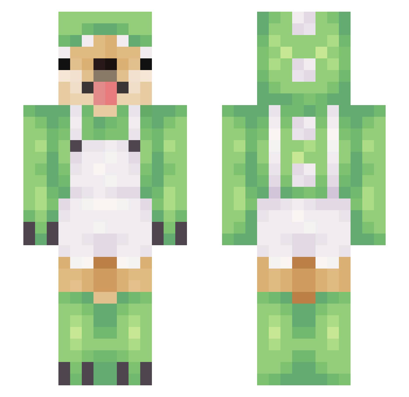 Unnilit Minecraft skin, front and back view