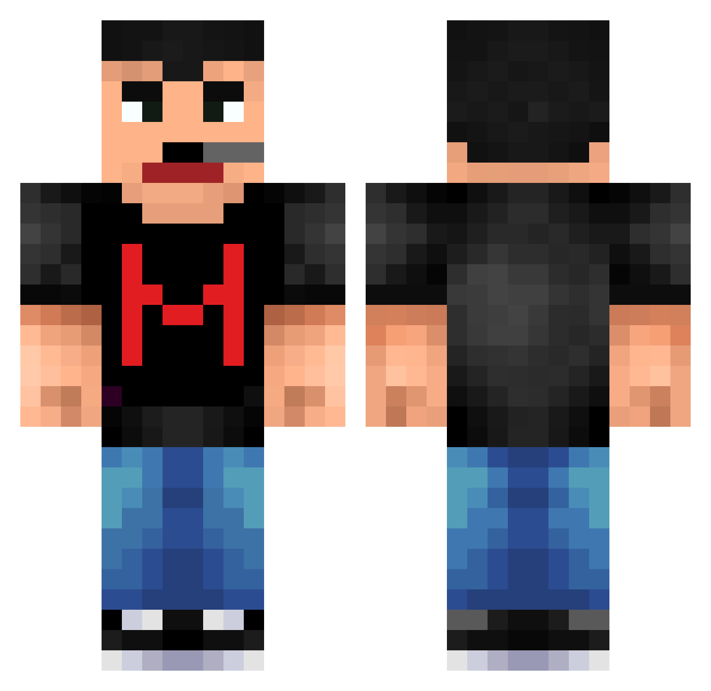 DummyThiccc420 Minecraft skin, front and back view