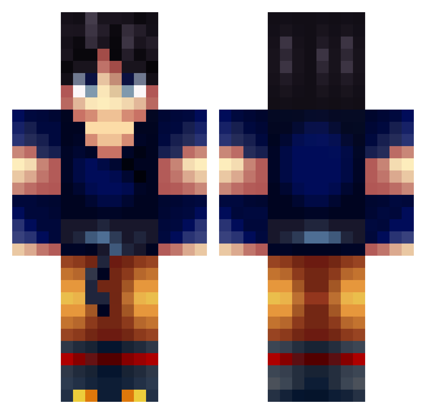 X0uys Minecraft skin, front and back view