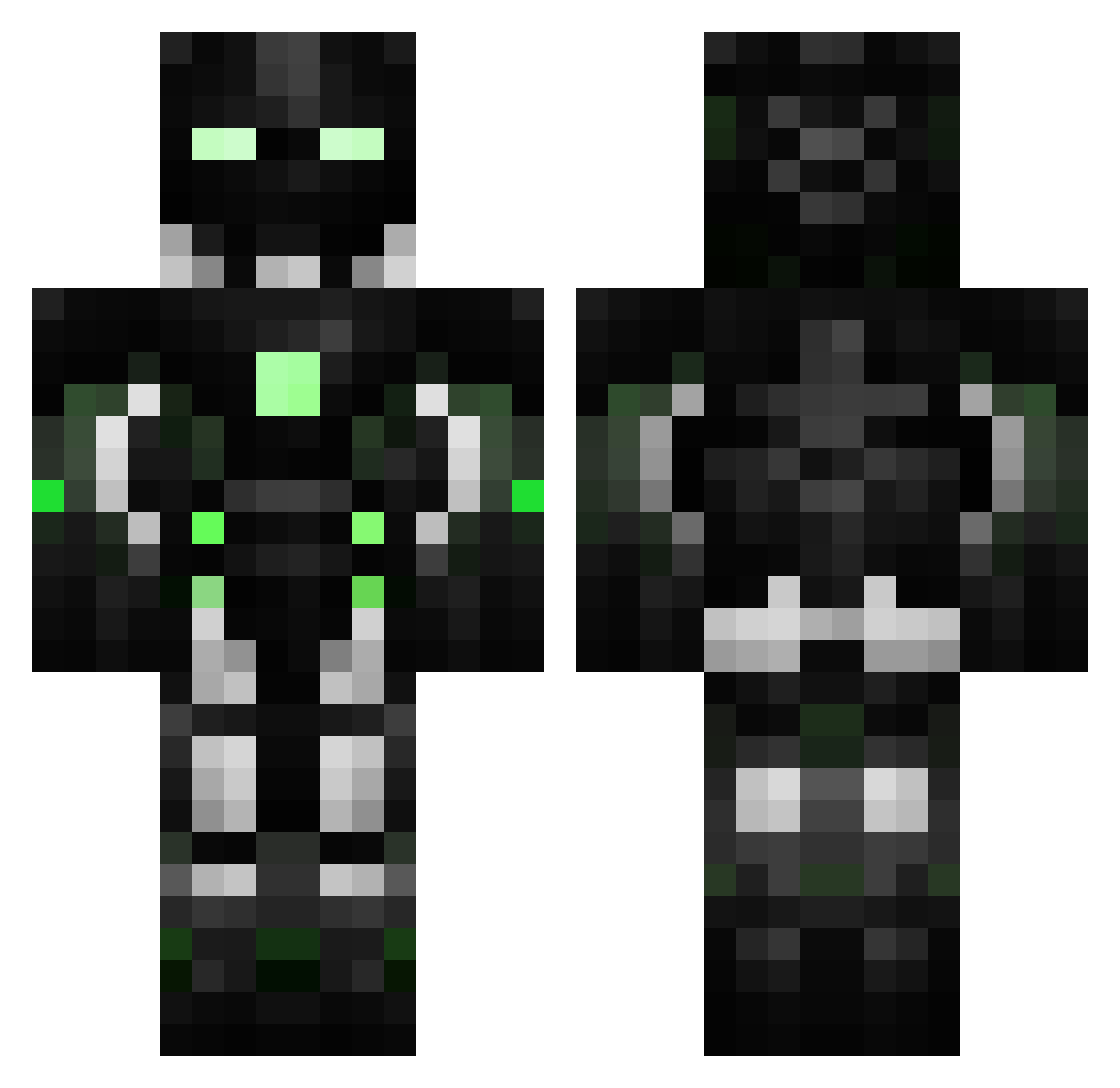 PlayboiSim Minecraft skin, front and back view