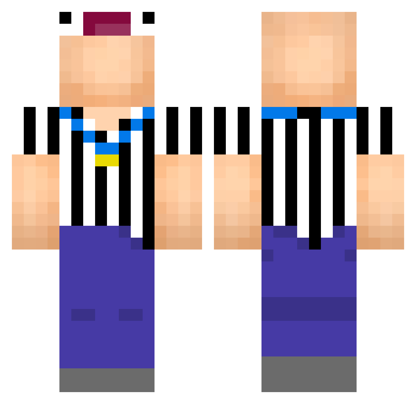 Formats Minecraft skin, front and back view