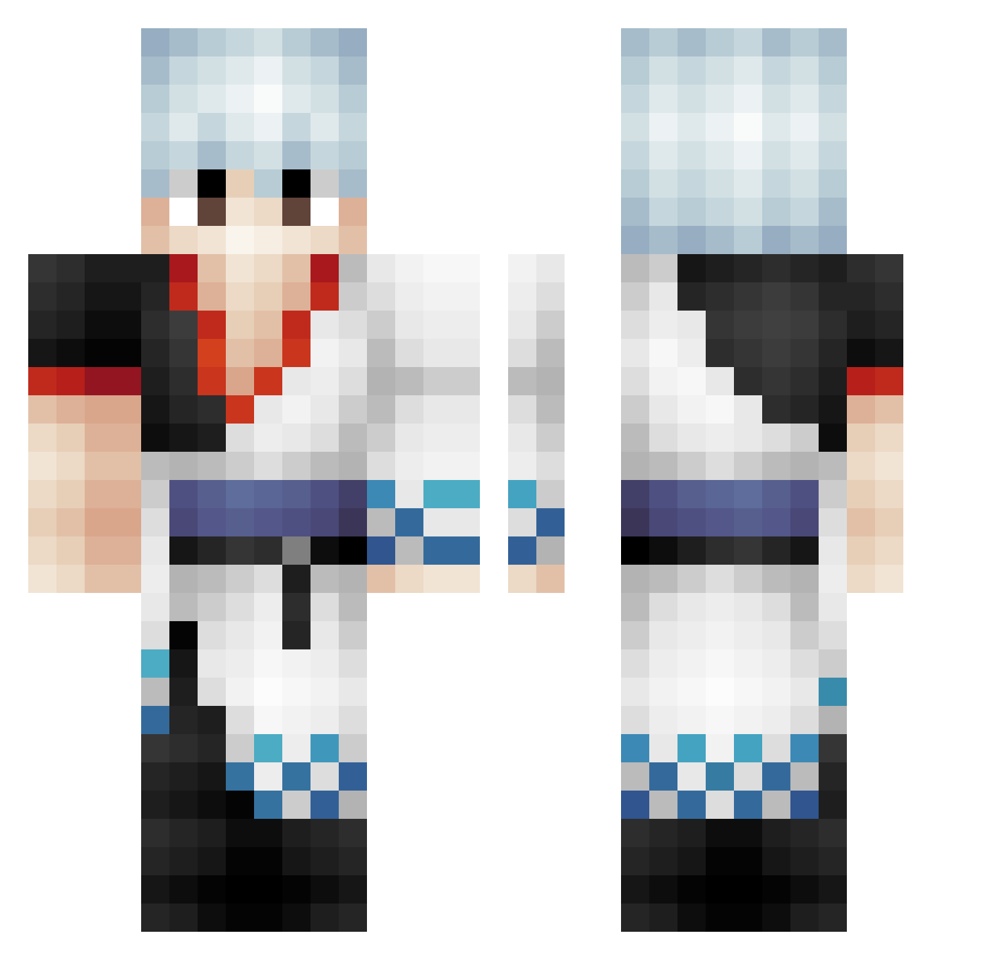 meeloclean Minecraft skin, front and back view