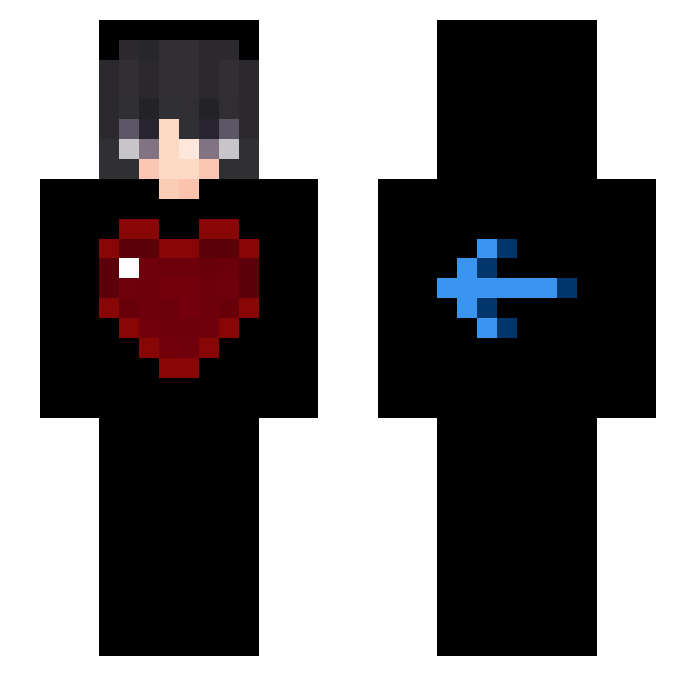 Voxelsforfortex Minecraft skin, front and back view