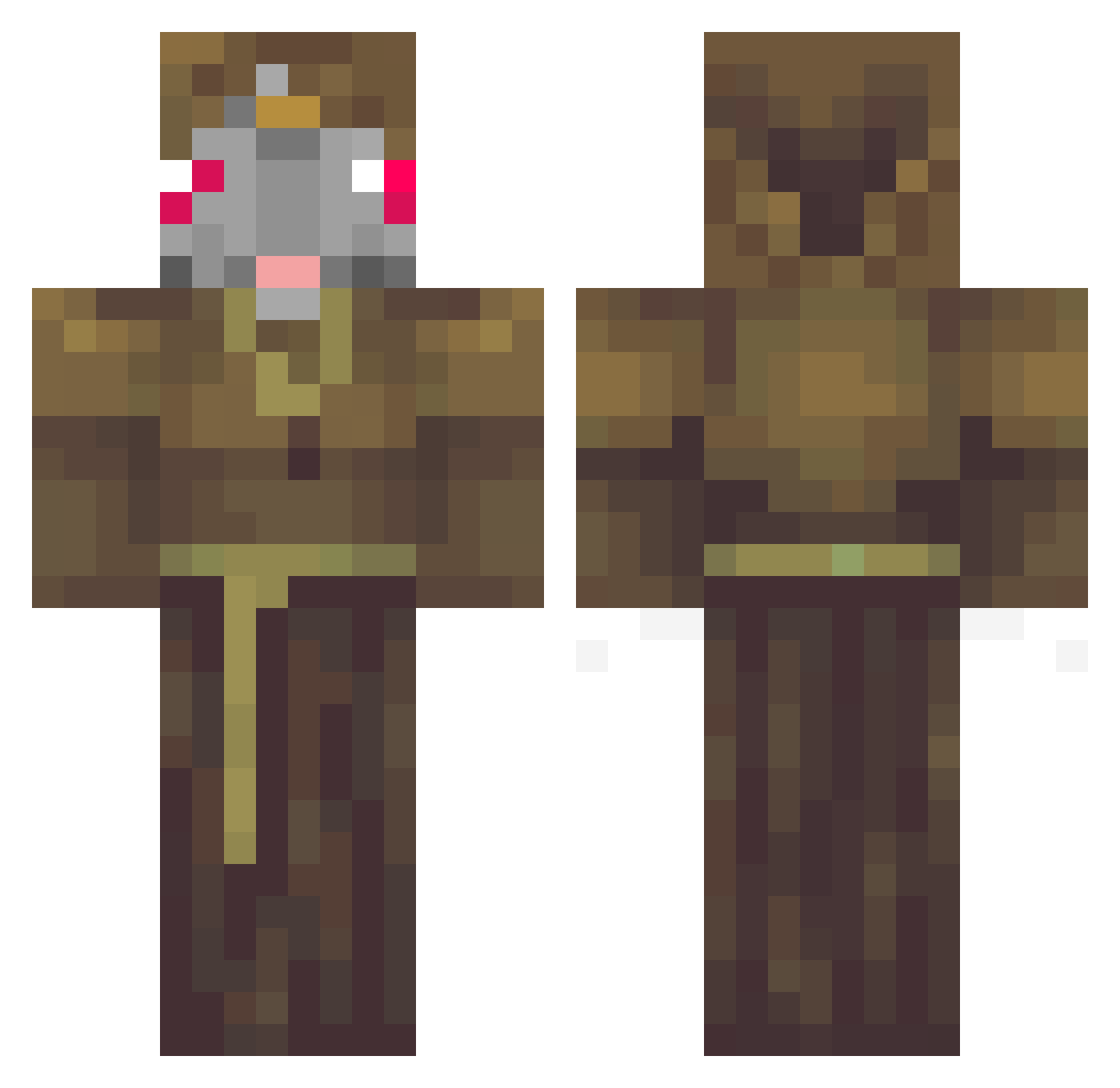 Vbinnie Minecraft skin, front and back view
