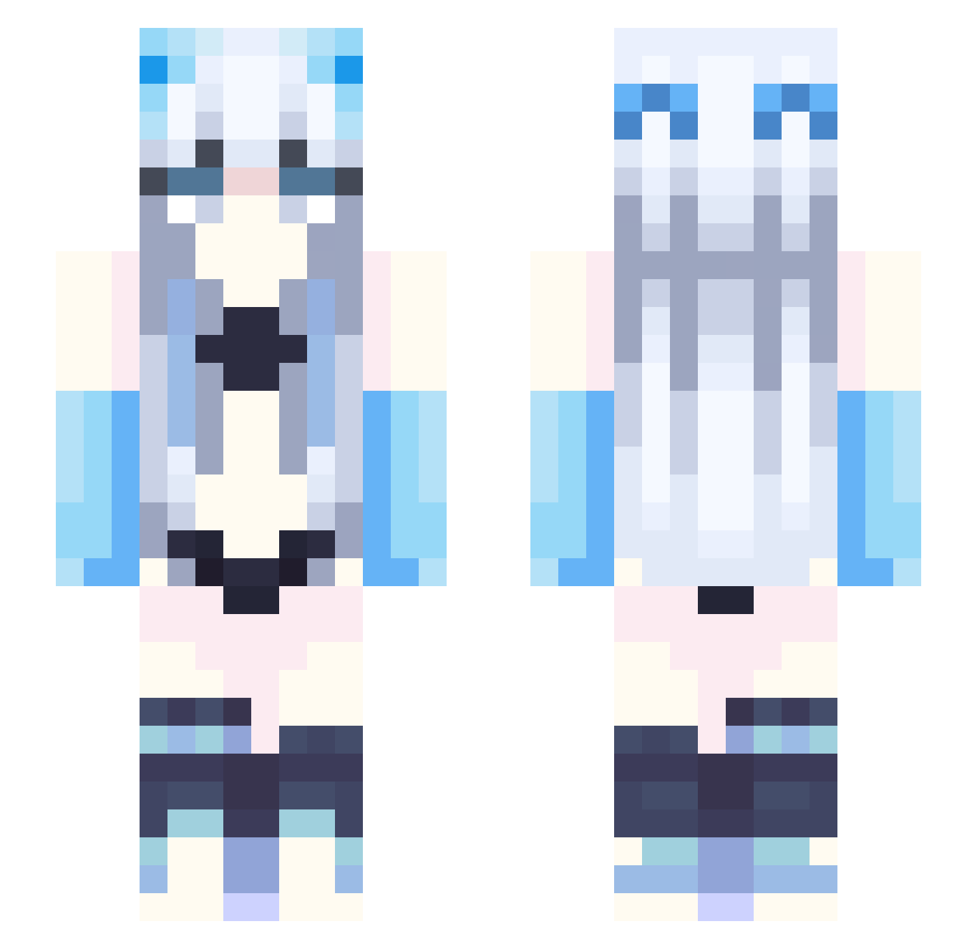 SilkaOwO Minecraft skin, front and back view